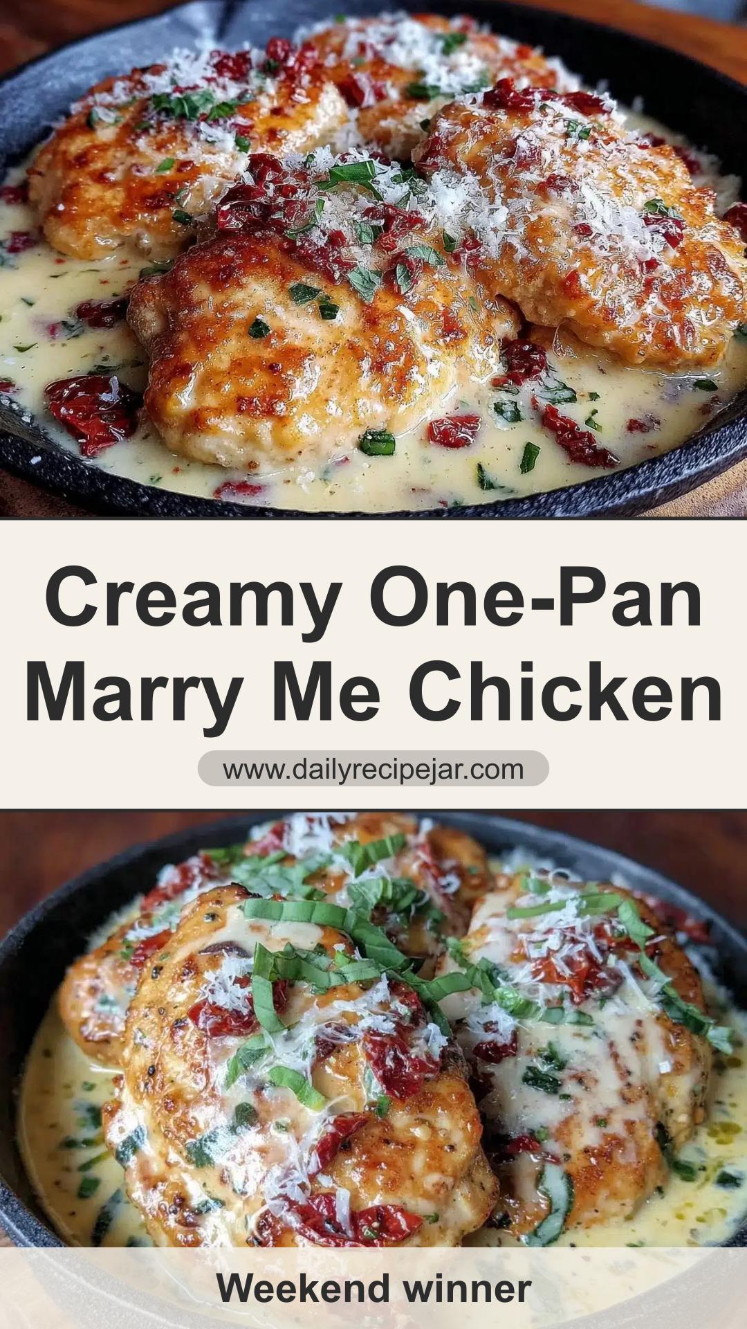 Creamy One-Skillet Marry Me Chicken with Tangy Sun-Dried Tomatoes — pin 1