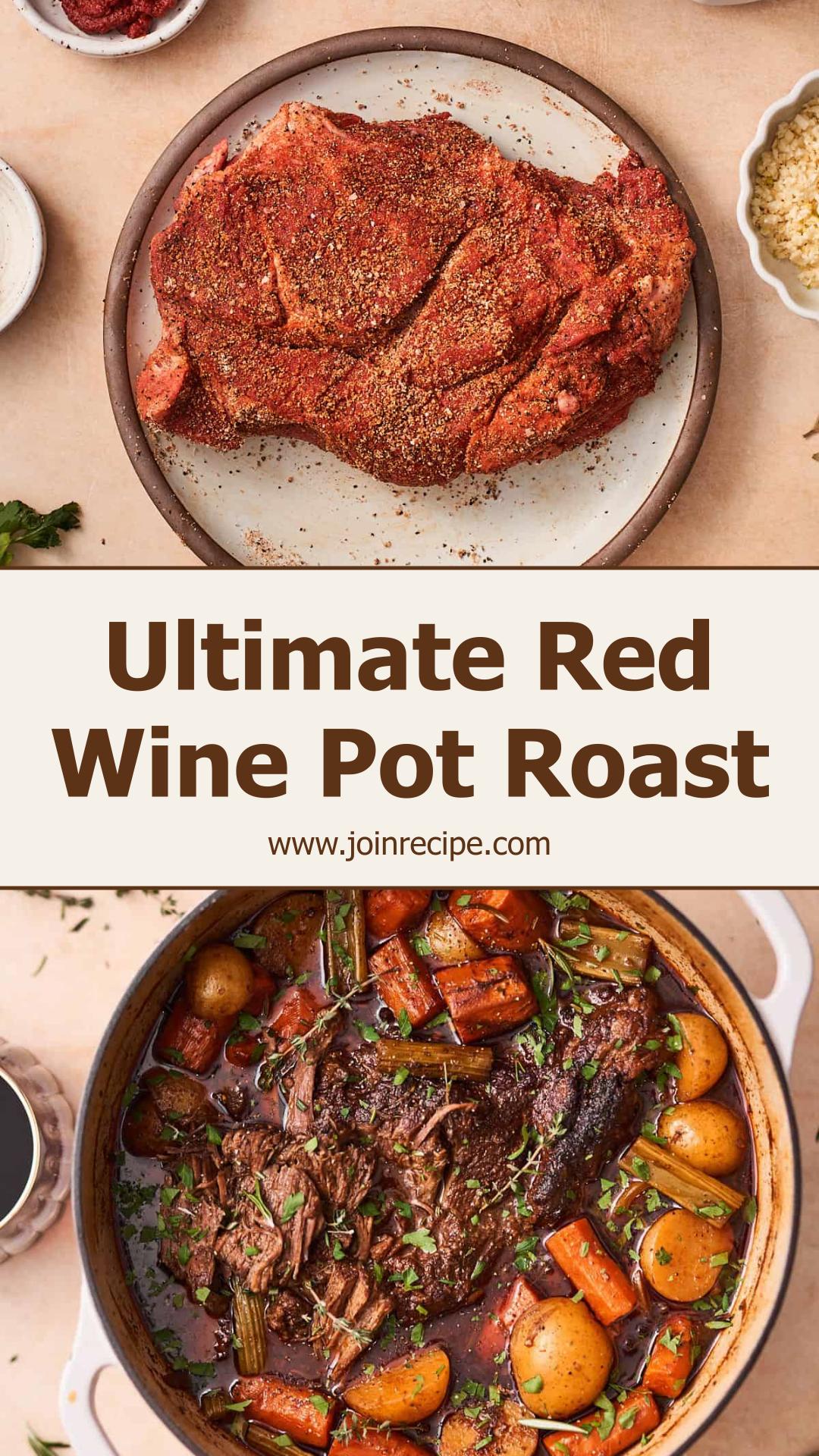 Dutch Oven Red Wine Pot Roast with Fork-Tender Beef and Root Vegetables — pin 3
