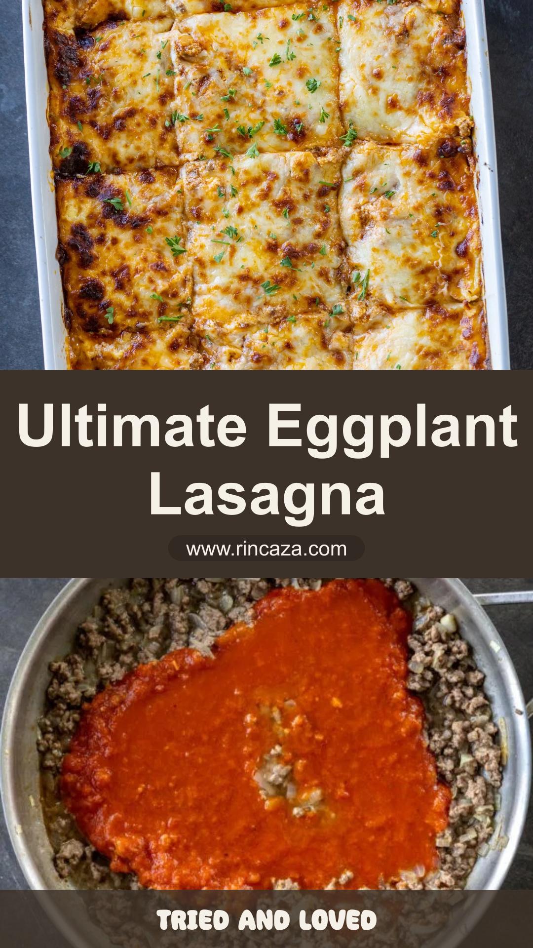 Eggplant Lasagna with Roasted Eggplant and Cheesy Beef Layers — pin 3