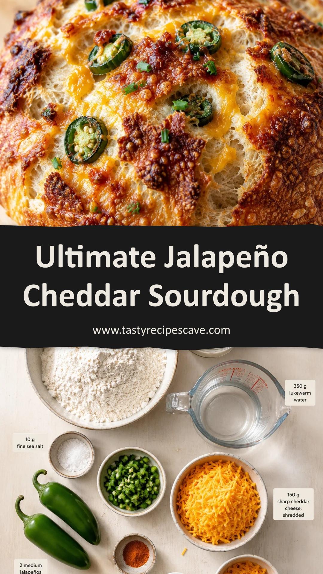 Jalapeño Cheddar Sourdough Bread with Spicy Cheesy Crust — pin 3