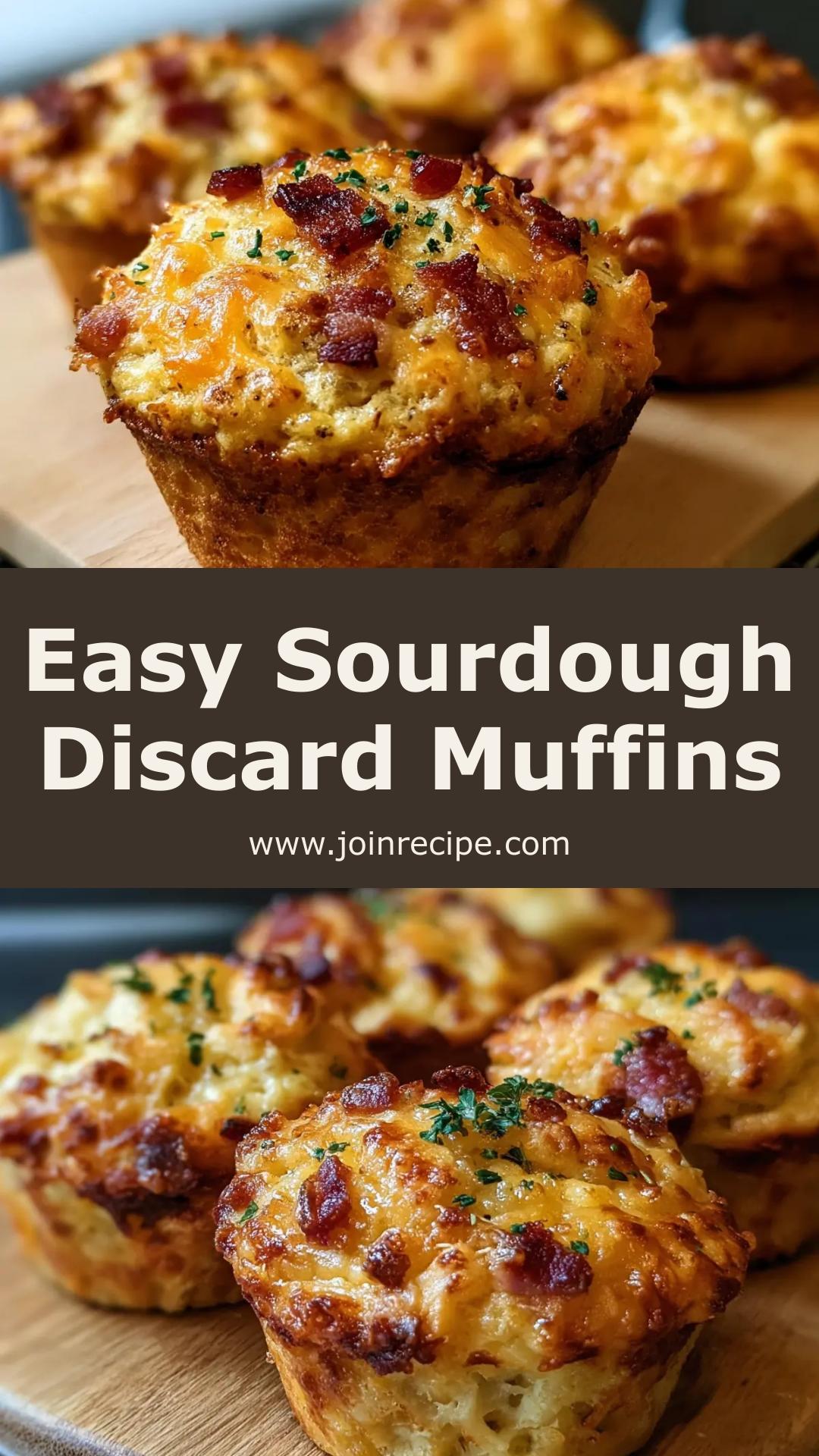 Sourdough Discard Bacon and Cheddar Breakfast Muffins with Crispy Bacon and Gooey Cheese — pin 2