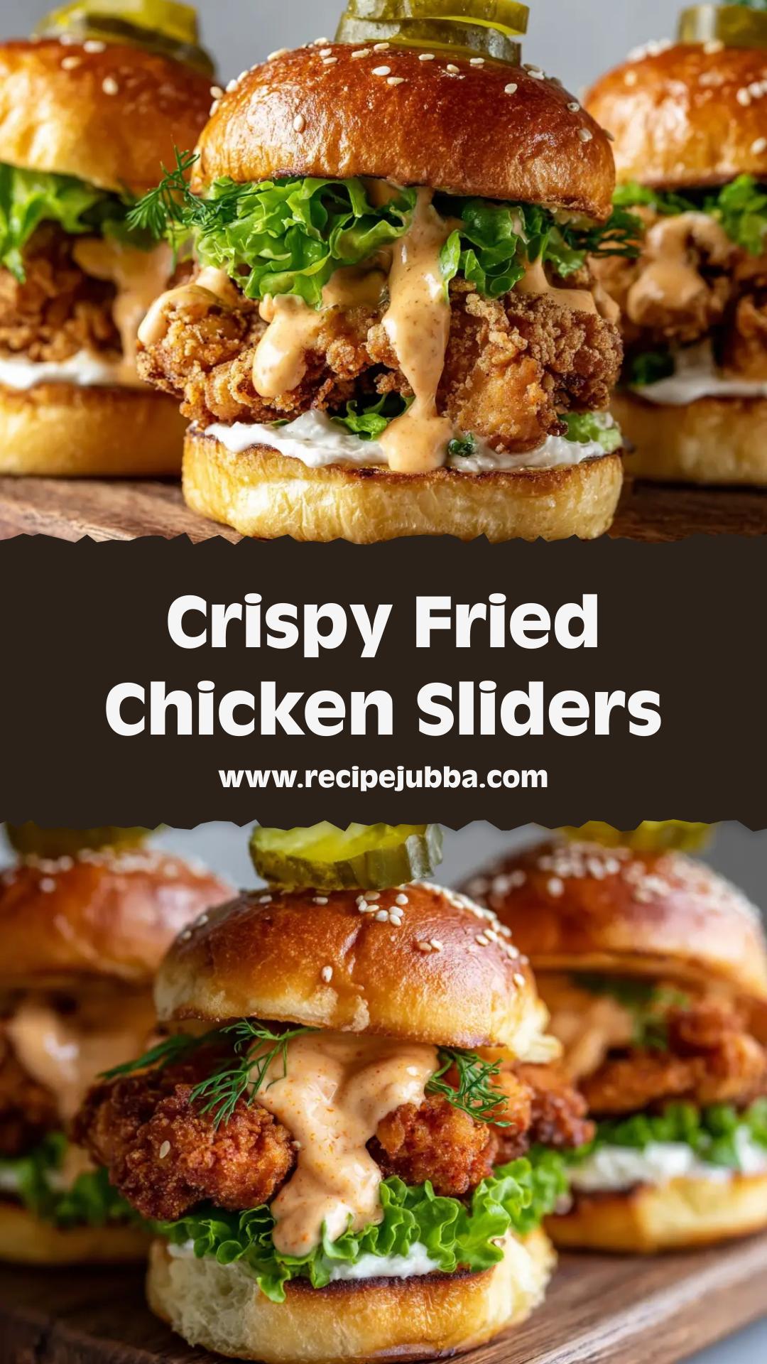 Crispy Fried Chicken Sliders with Spicy Mayo and Pickles — pin 1