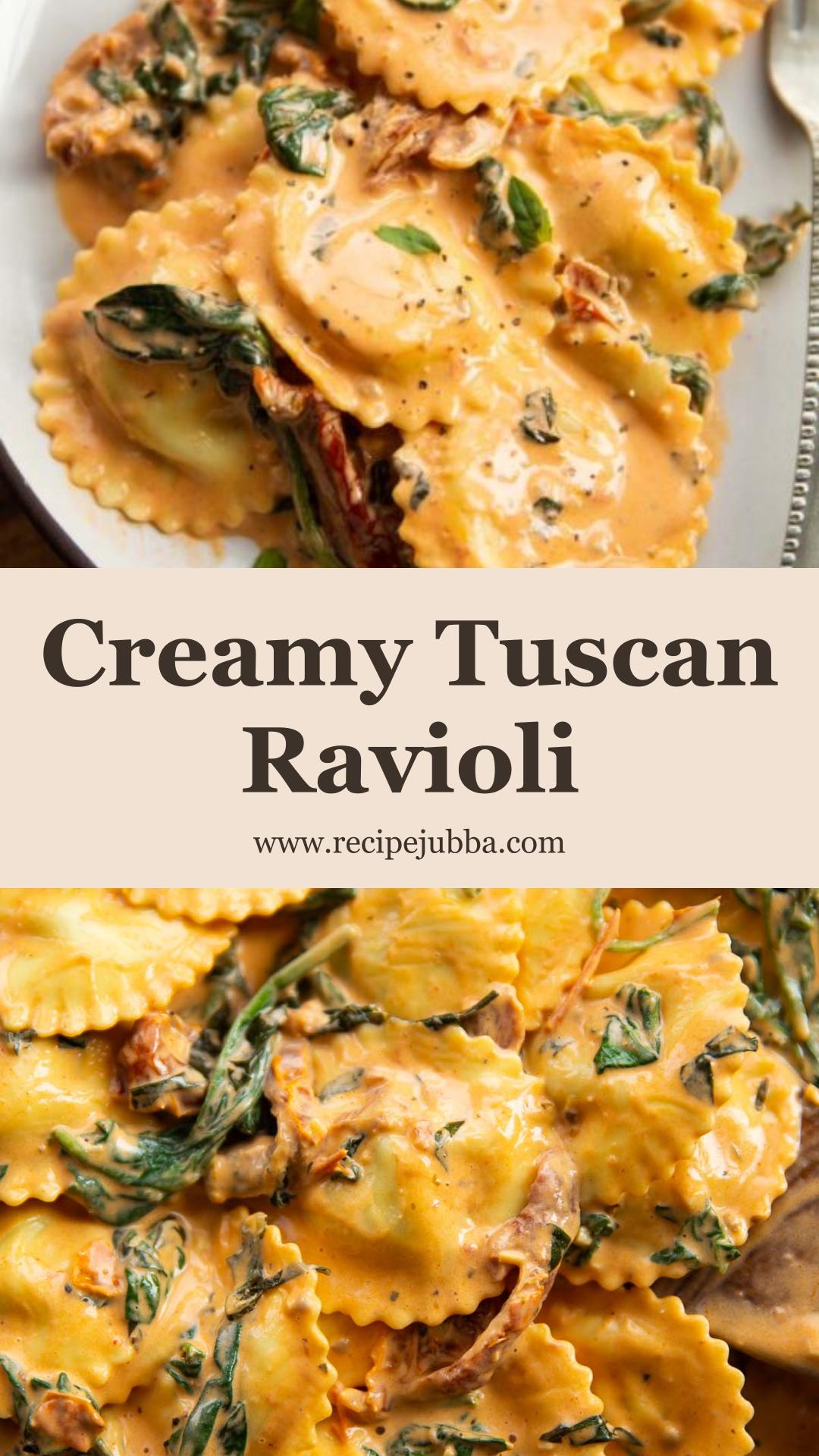 Creamy Tuscan Ravioli with Sun-Dried Tomatoes and Basil — pin 3