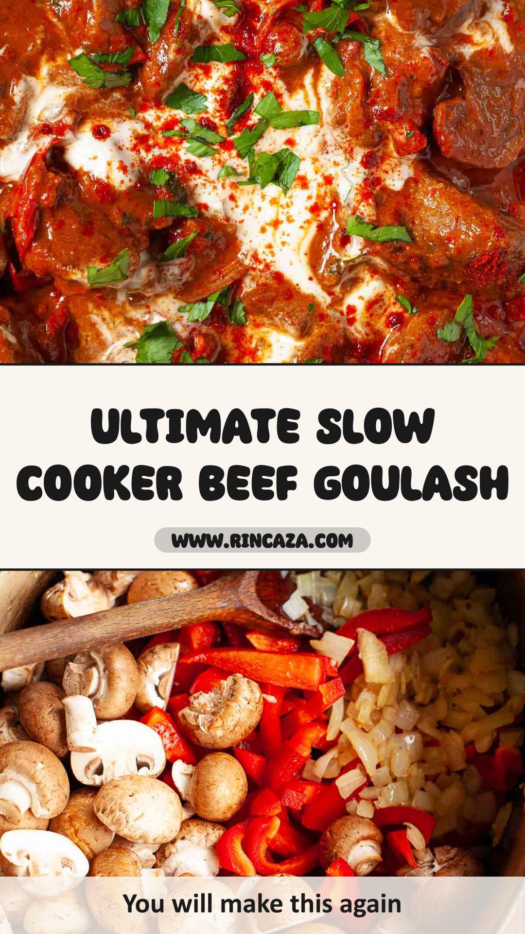 Slow Cooked Beef Goulash with Sweet Paprika and Creamy Soured Cream — pin 2