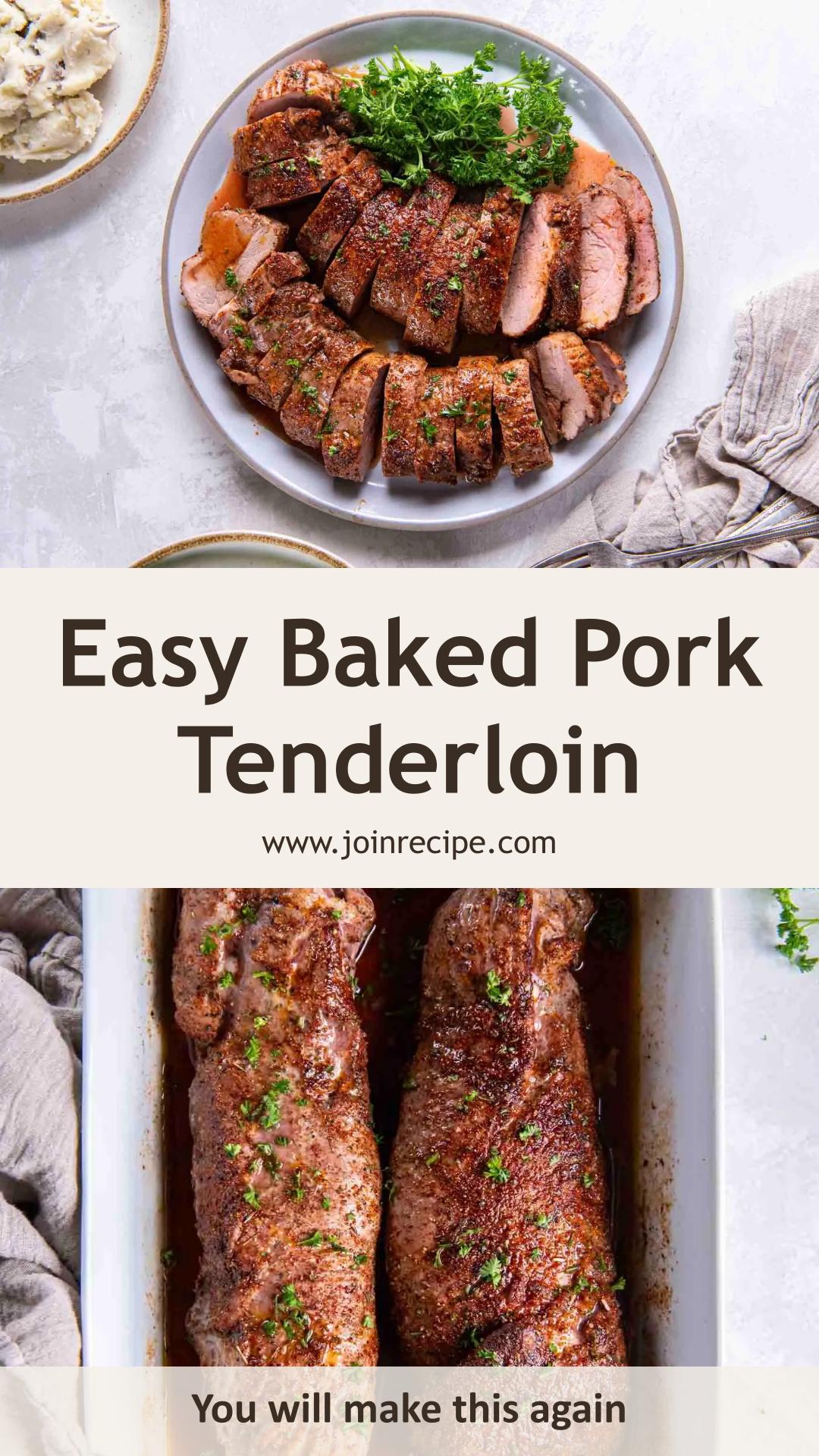 Easy Baked Pork Tenderloin with Caramelized Brown Sugar Spice Rub — pin 1