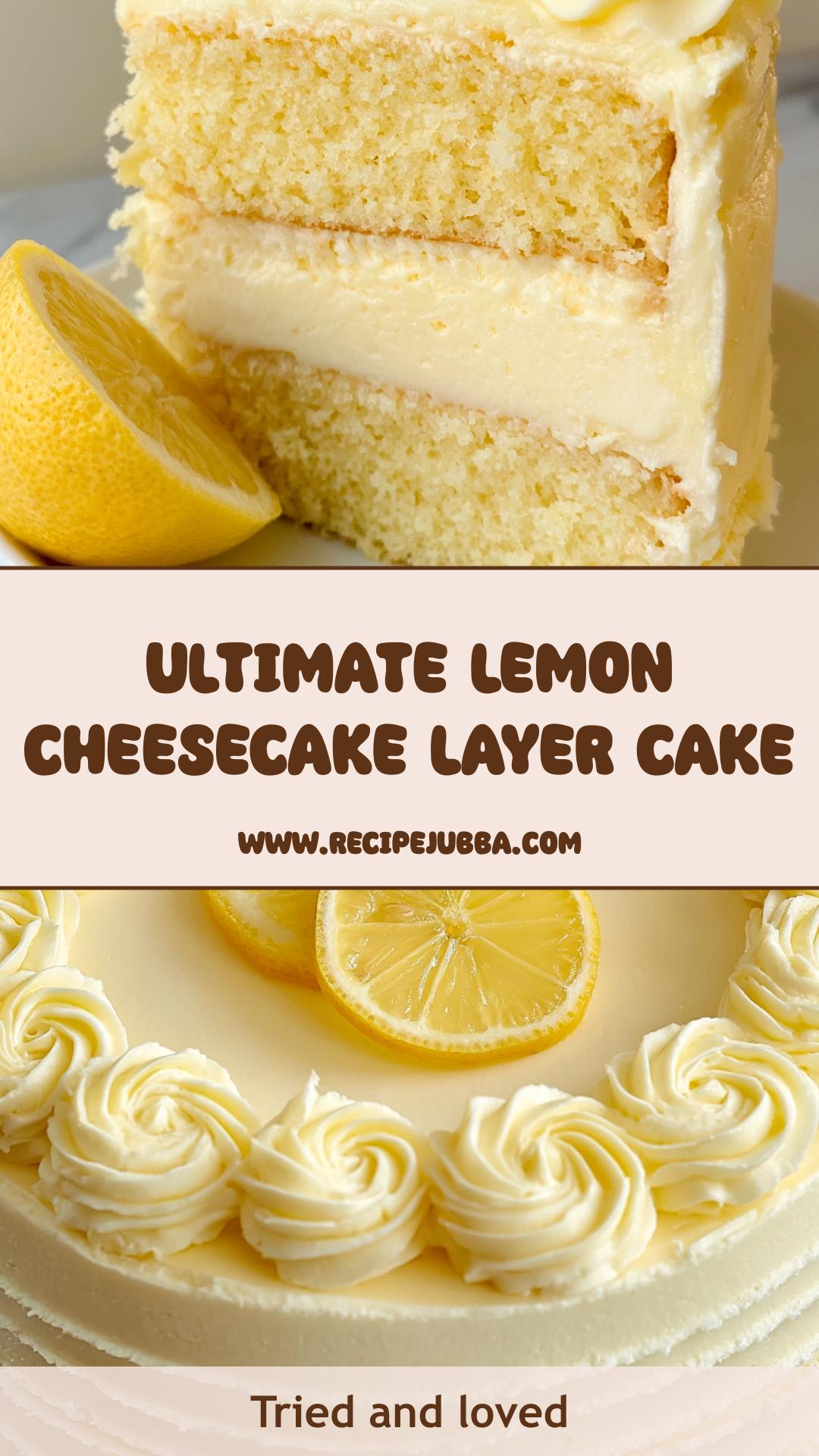 Lemon Cheesecake Layer Cake with Tangy Cream Cheese Frosting — pin 1