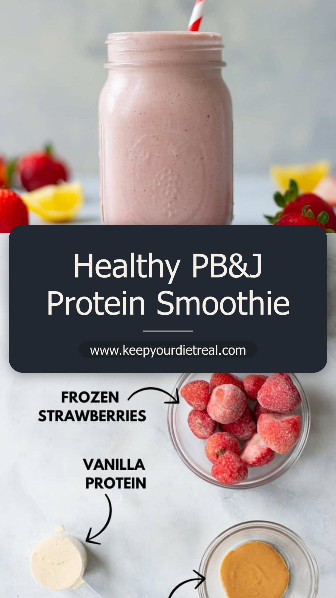 PB&J Protein Smoothie with Frozen Strawberries — pin 2