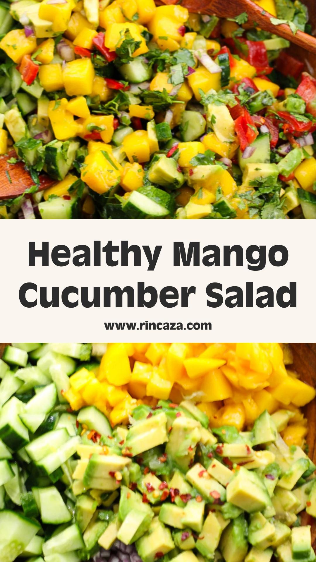 Healthy Mango Salad: Crisp Cucumber, Creamy Avocado, and Lime — pin 2