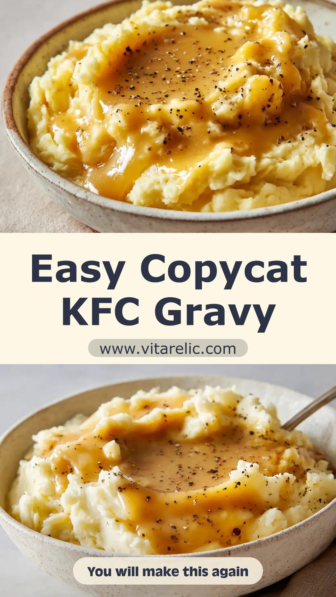 Copycat KFC Gravy with Fluffy Mashed Potatoes — pin 1