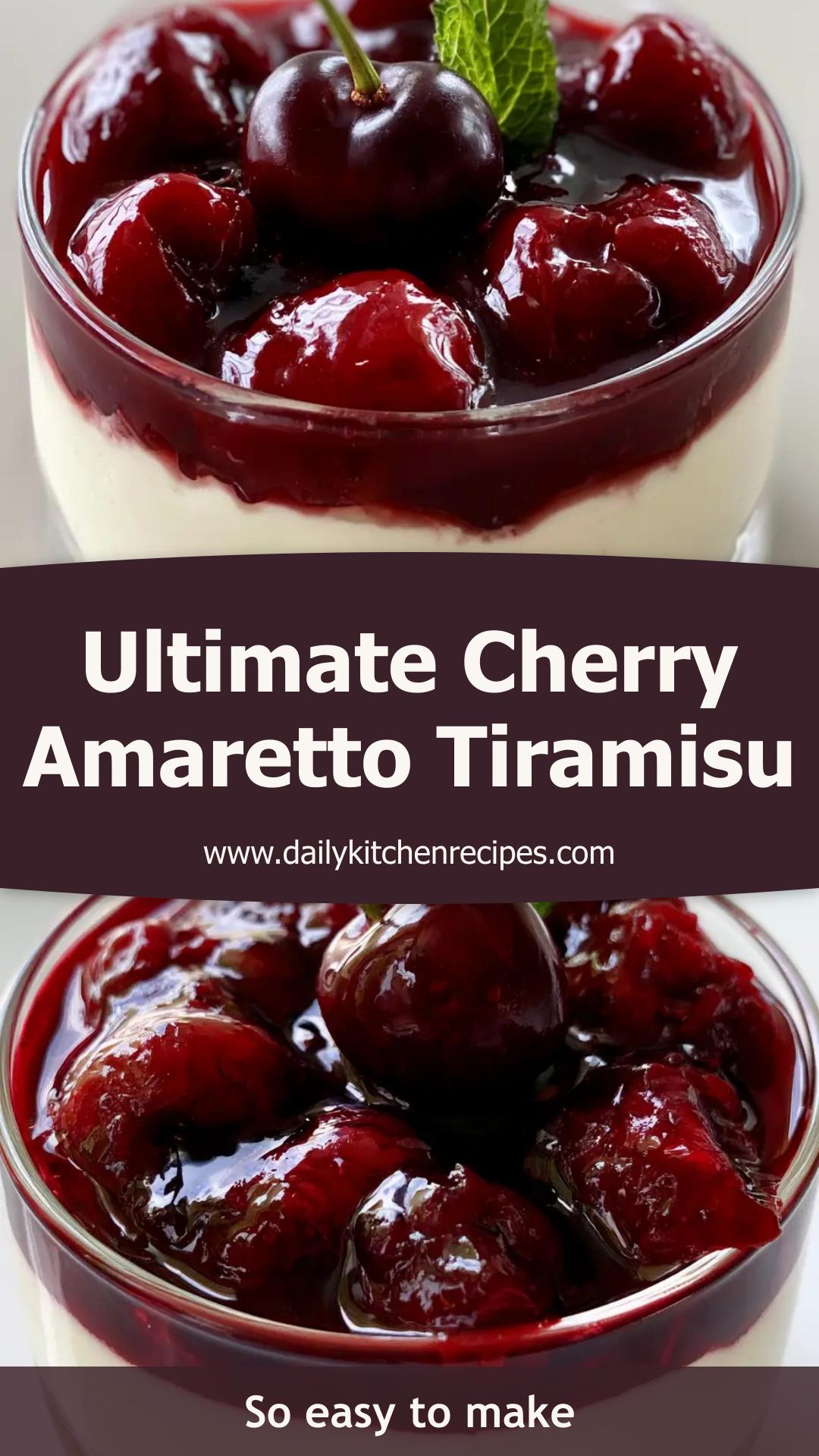 Cherry Amaretto Tiramisu with Espresso and Cherry Compote — pin 1