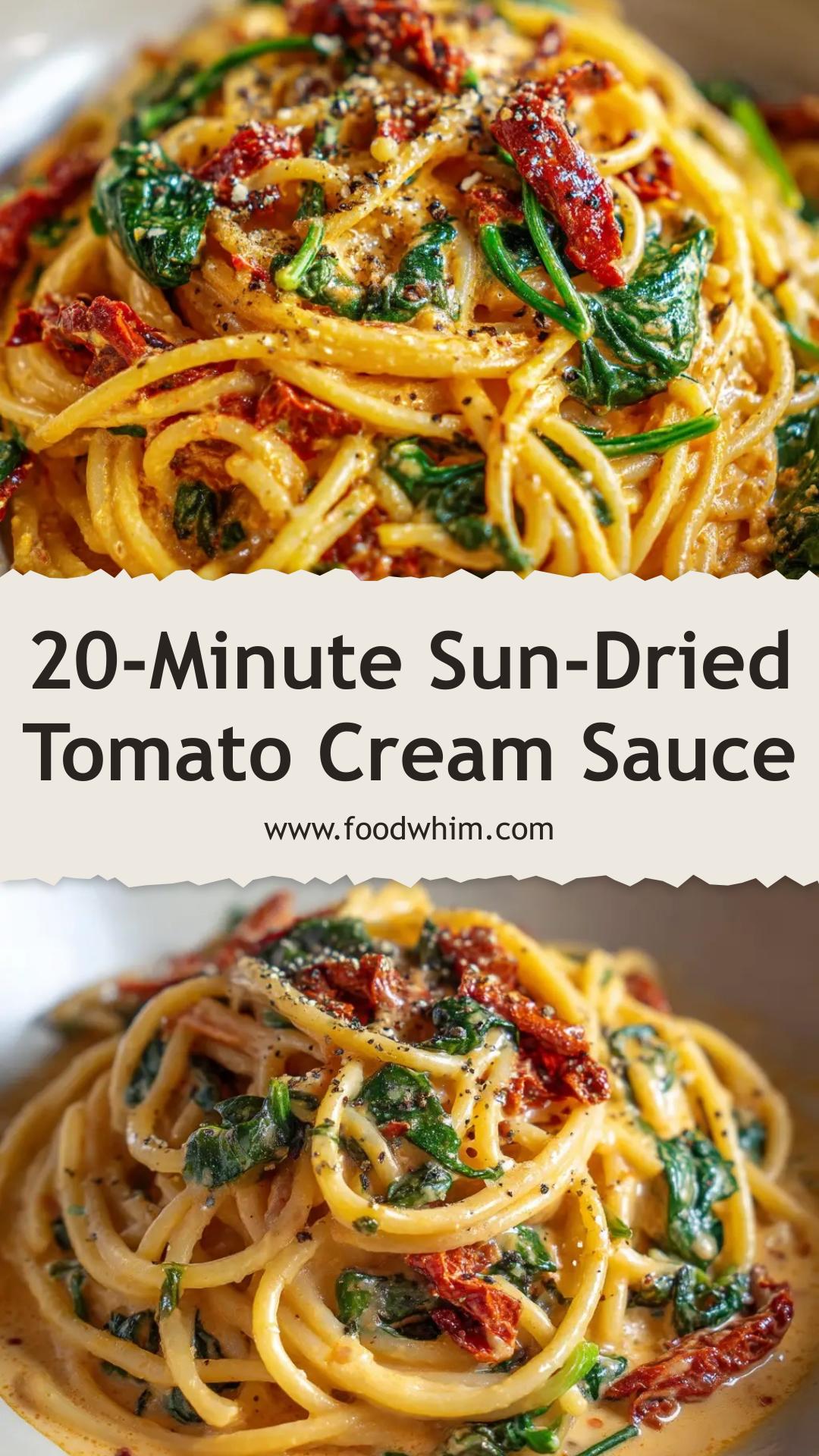 Sun-Dried Tomato Cream Sauce: 20-Minute Pasta Sauce — pin 1