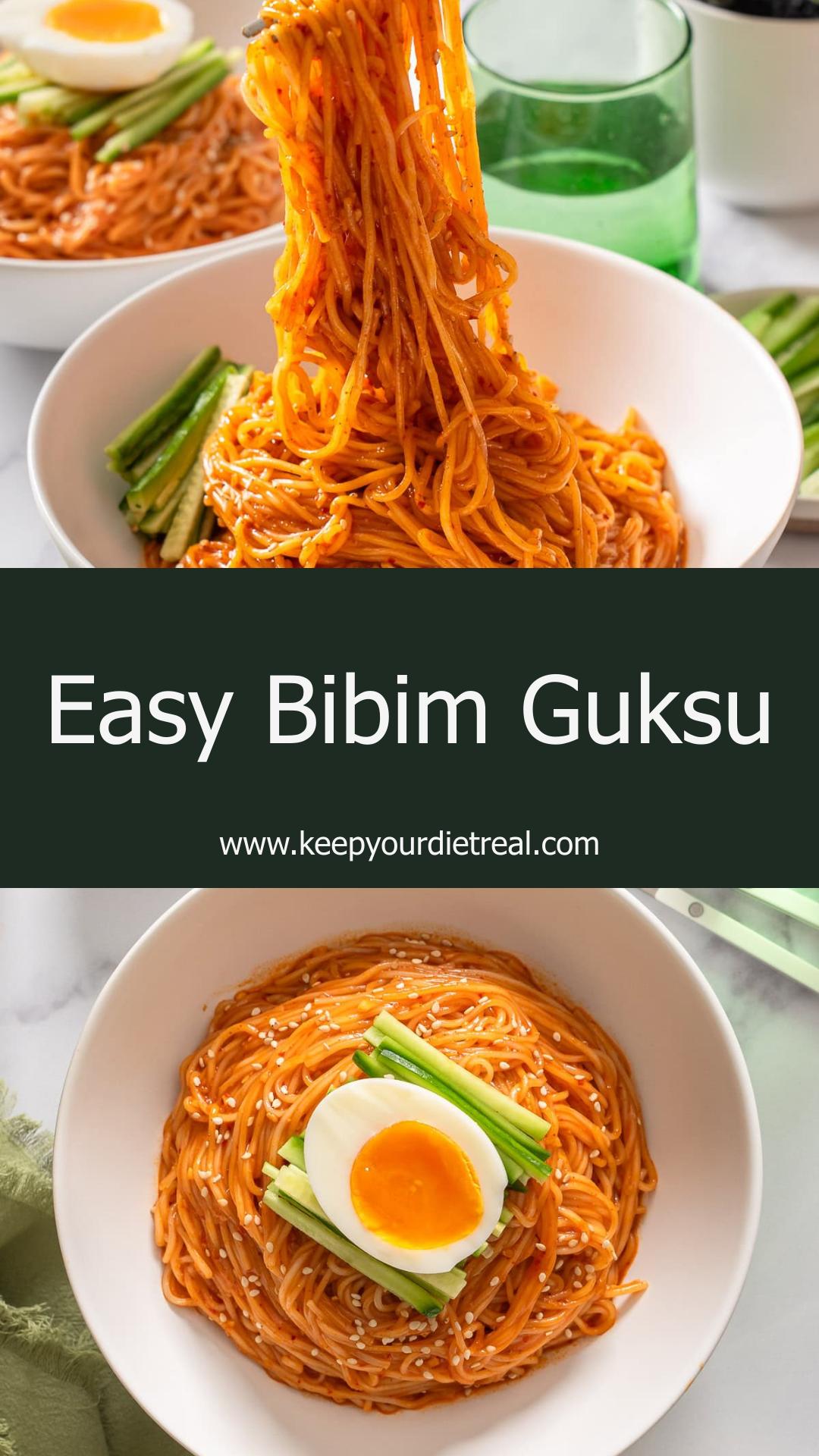 Bibim Guksu: Korean Spicy Cold Noodles with Gochujang and Cucumber — pin 2