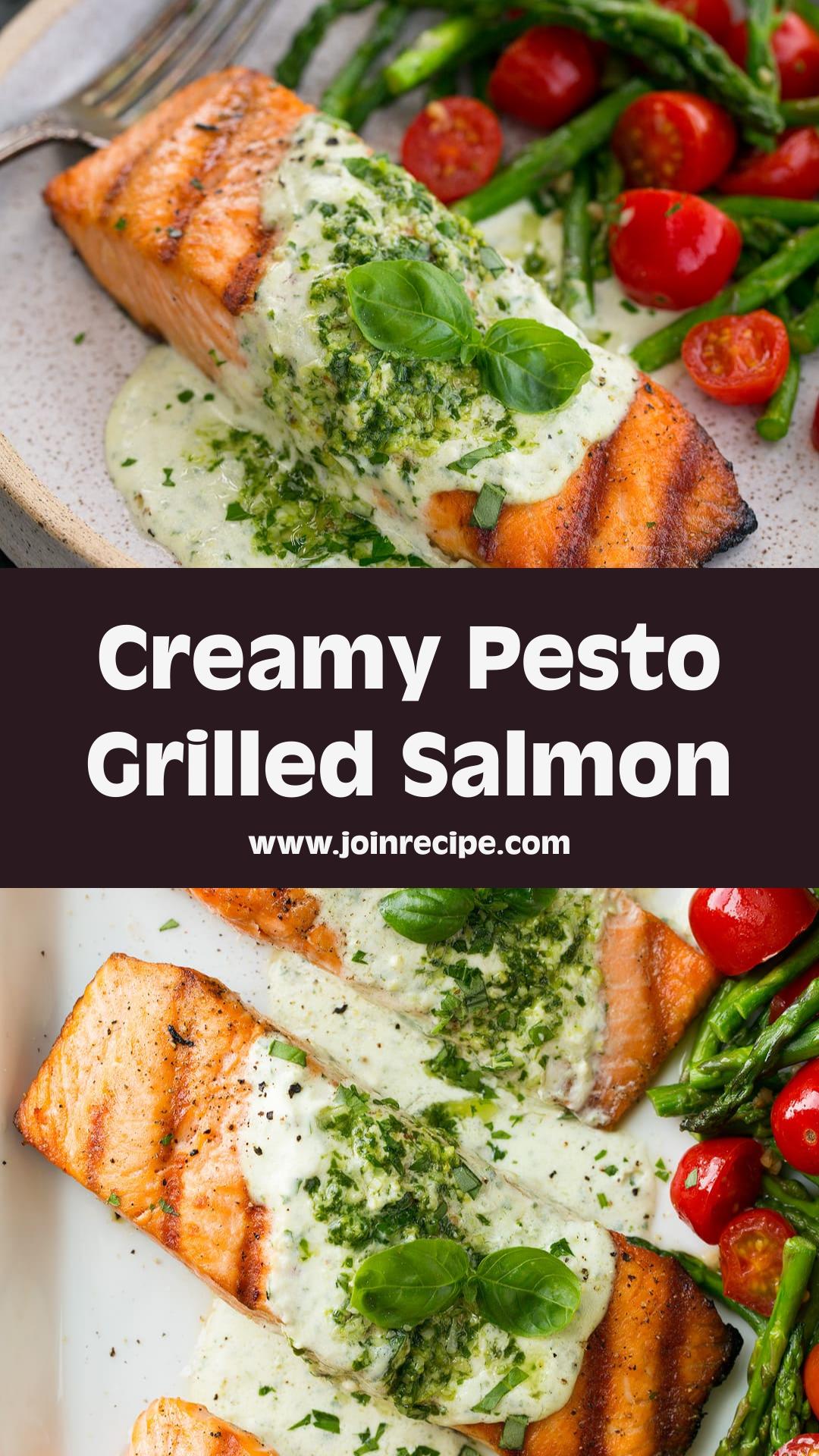 Grilled Salmon with Creamy Pesto Sauce and Light Char — pin 3
