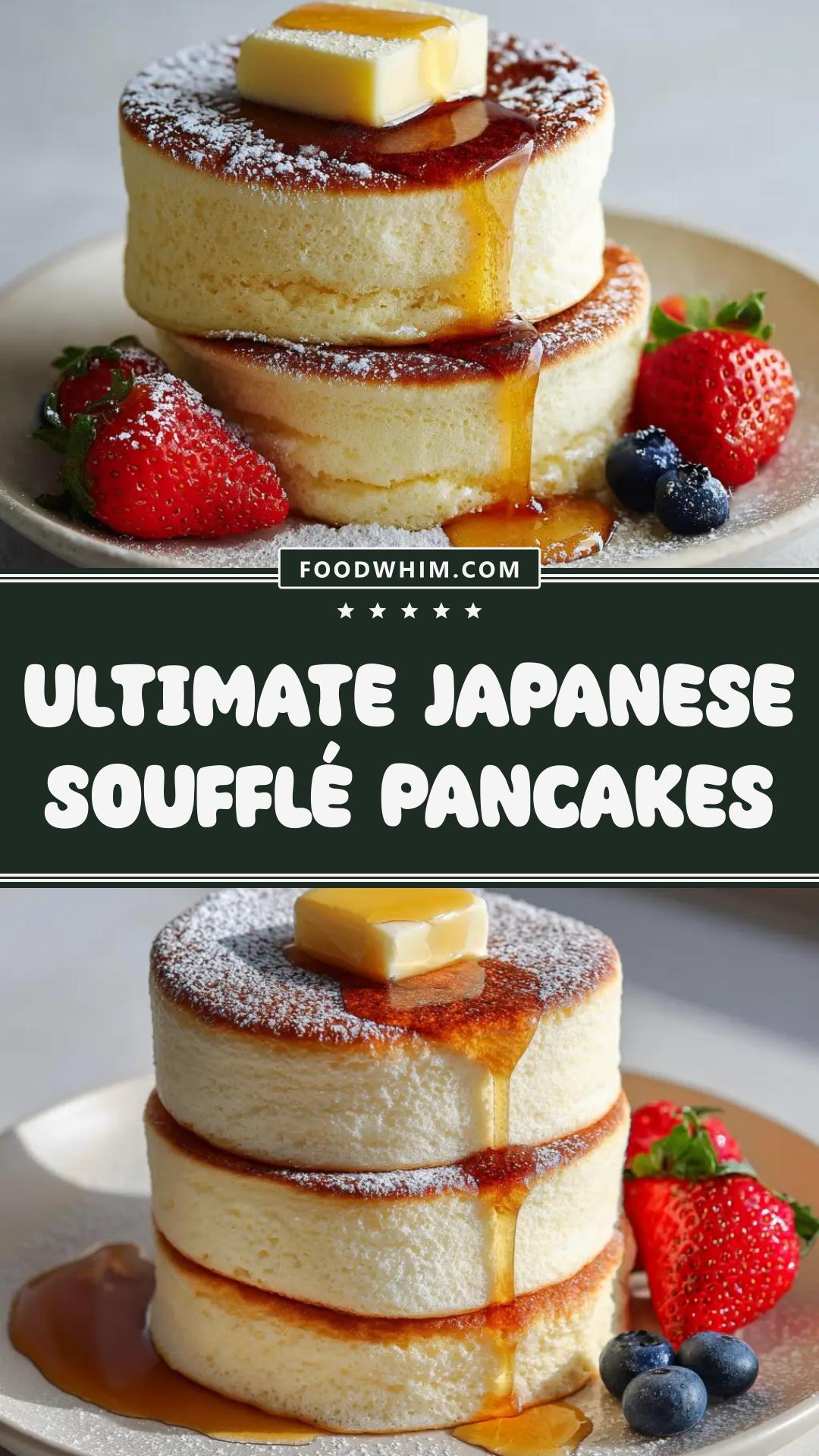 Japanese Soufflé Pancakes with Maple Syrup and Fresh Berries — pin 2