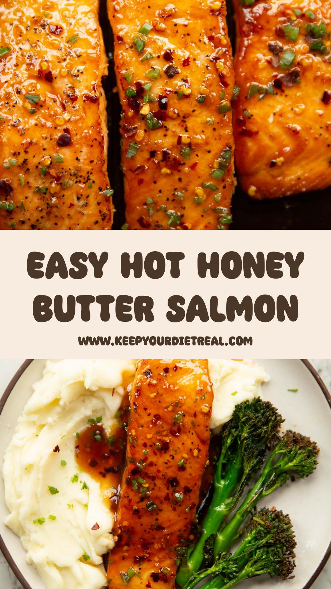 Hot Honey Butter Salmon with Sticky Garlic Soy Glaze — pin 1