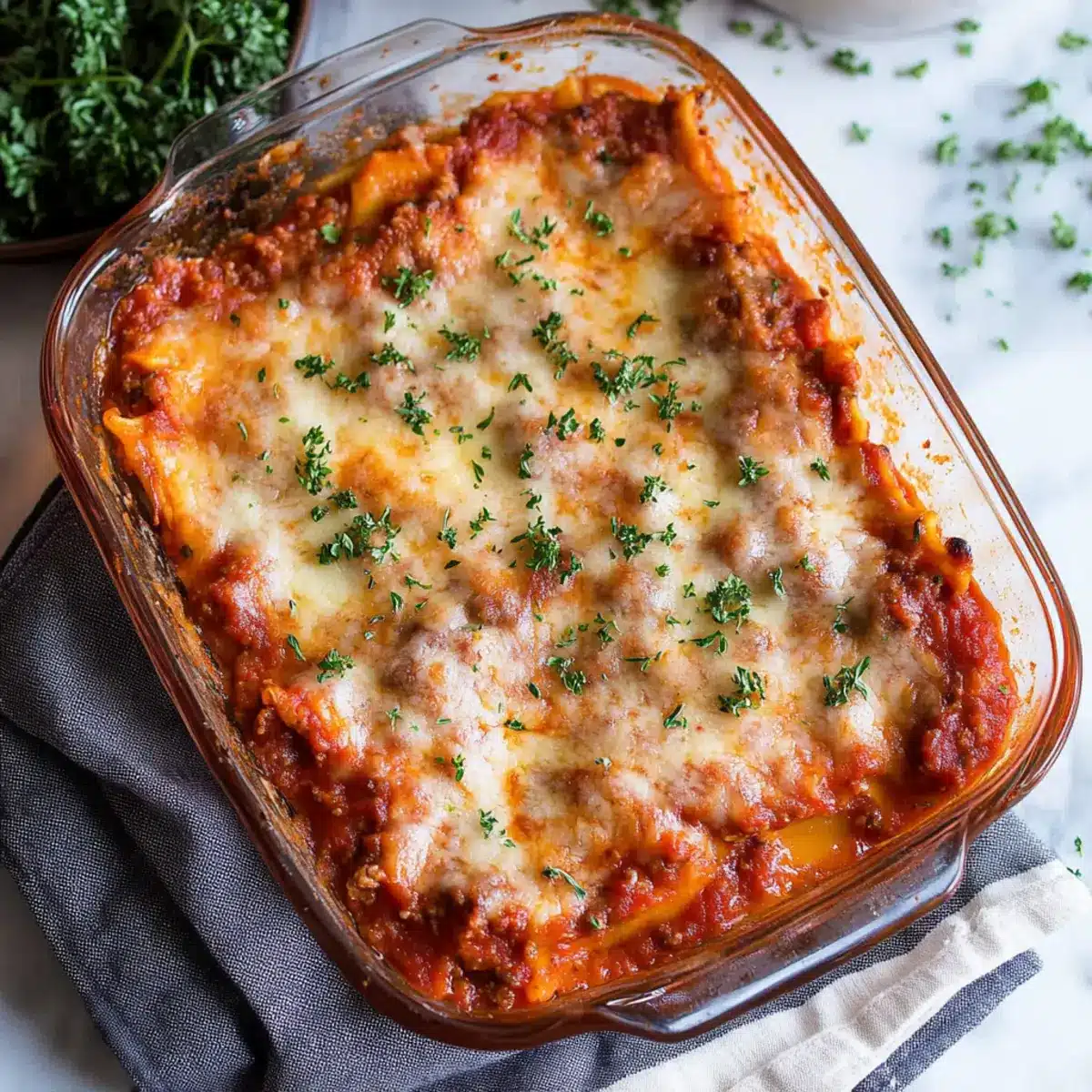 Classic Italian Lasagna with Creamy Ricotta and Golden Cheese