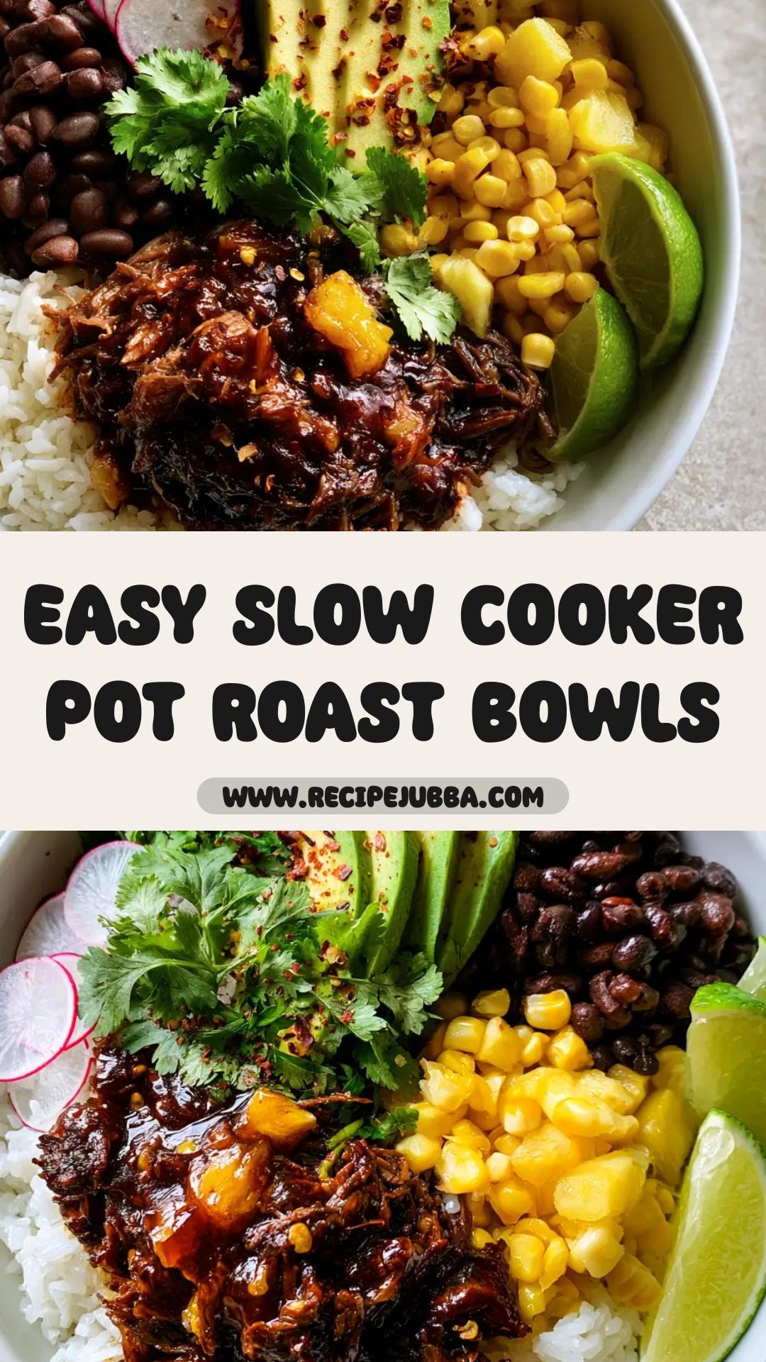 Slow Cooker Pot Roast Bowls with Chipotle Pineapple Glaze — pin 1