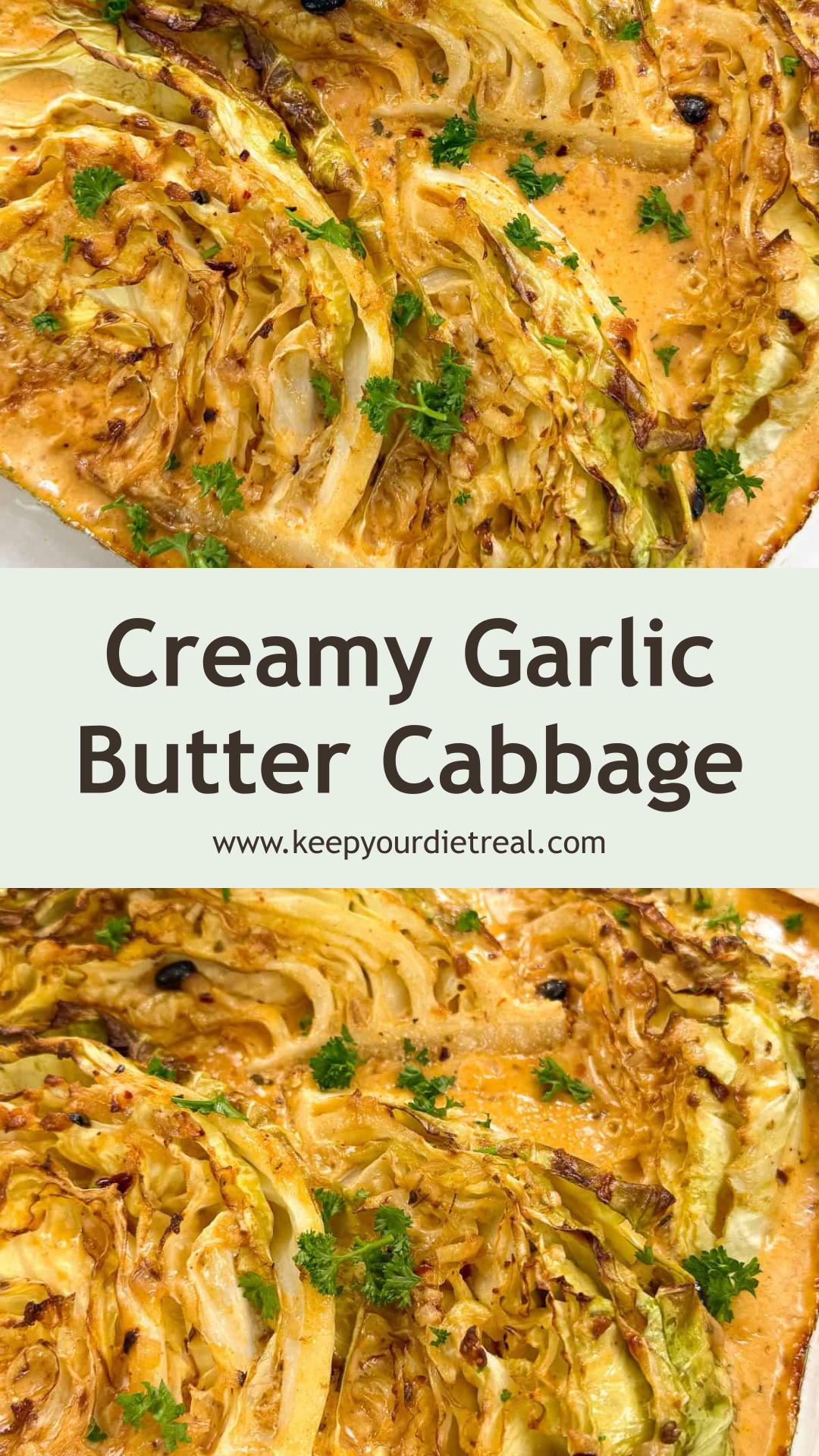 Garlic Butter Melting Cabbage With Creamy Parmesan Sauce — pin 1