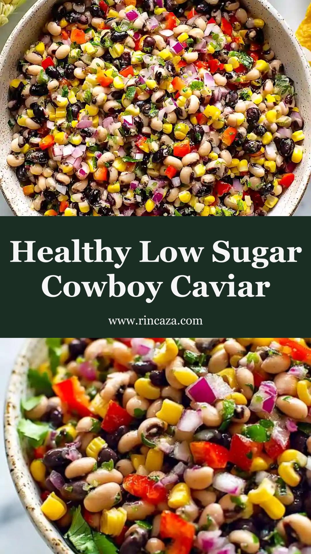 Low Sugar Cowboy Caviar: Fresh Bean Dip with Zesty Lime and Crunchy Veggies — pin 3