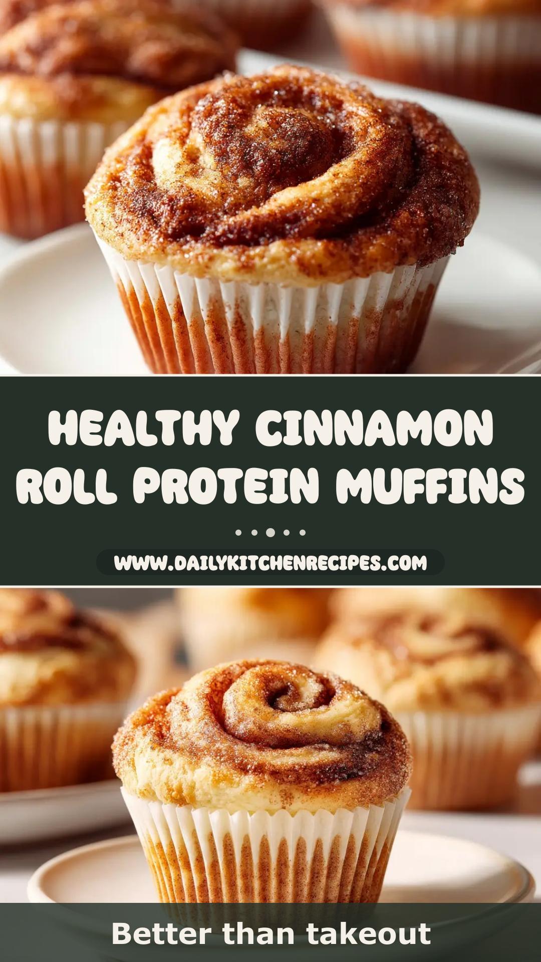 Cinnamon Roll Protein Muffins with Cinnamon Swirl and Glaze — pin 1