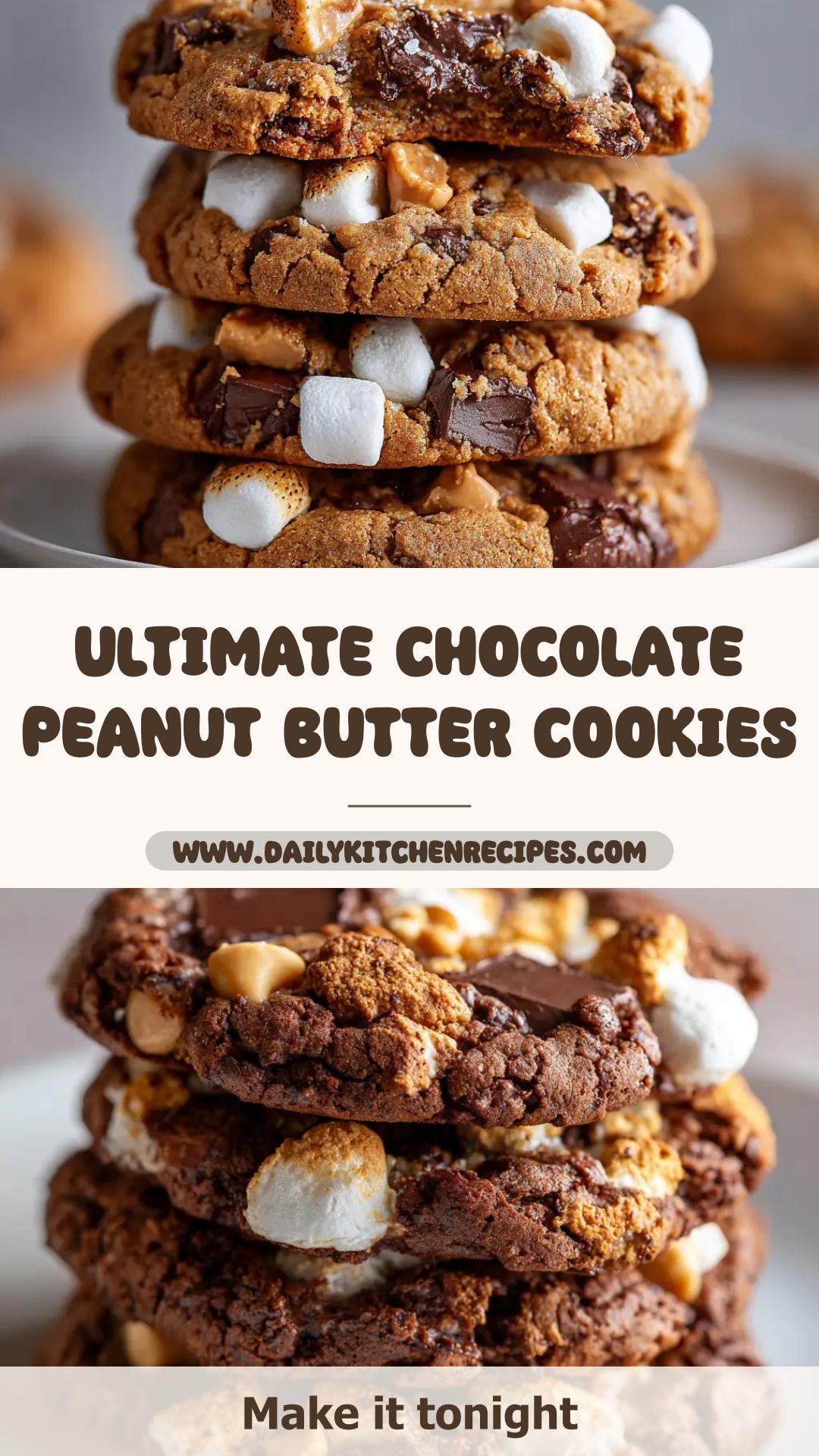 Chocolate Peanut Butter Marshmallow Cookies with Toasted Marshmallows — pin 1