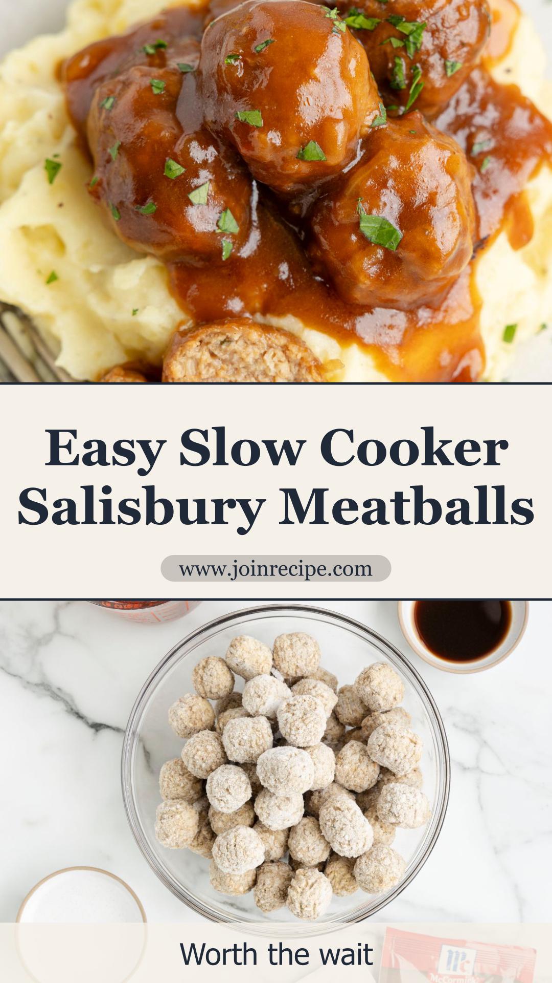 Slow Cooker Salisbury Steak Meatballs with Rich Brown Gravy — pin 4
