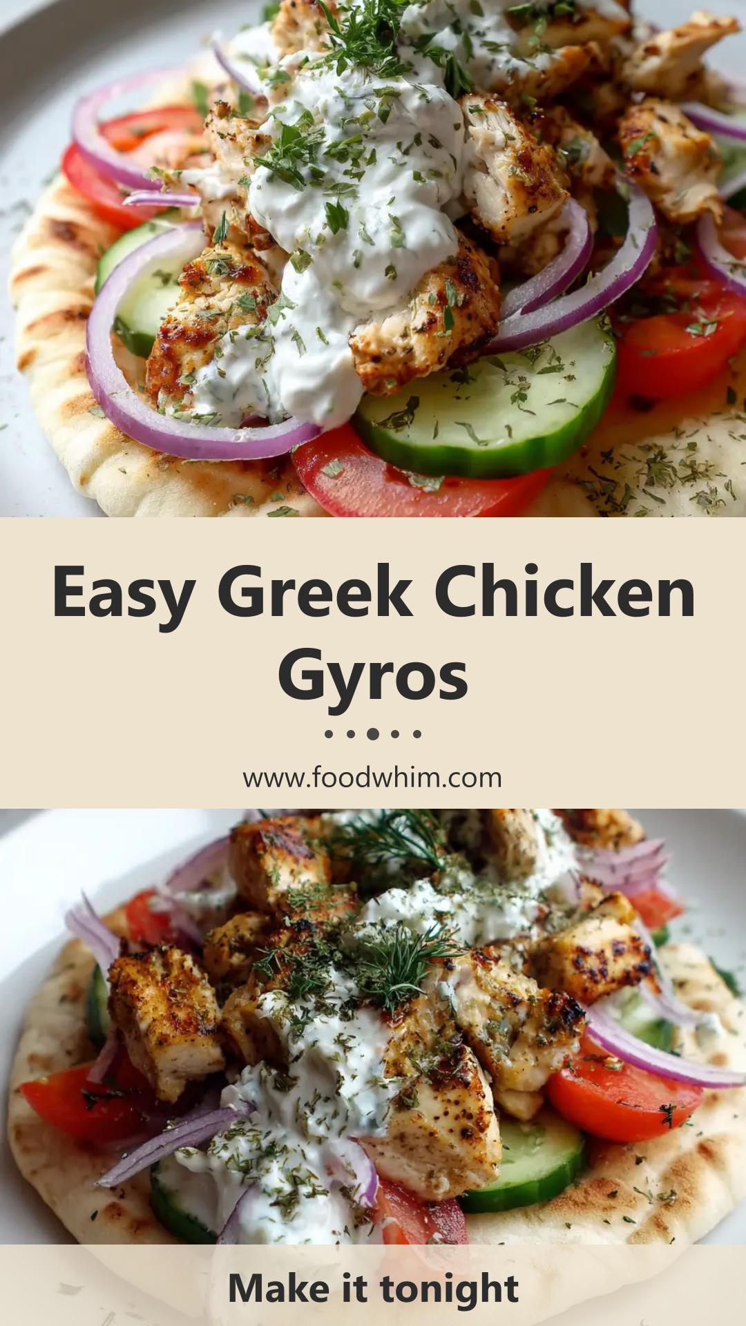 Greek Chicken Gyros with Homemade Tzatziki and Toasted Pita — pin 2