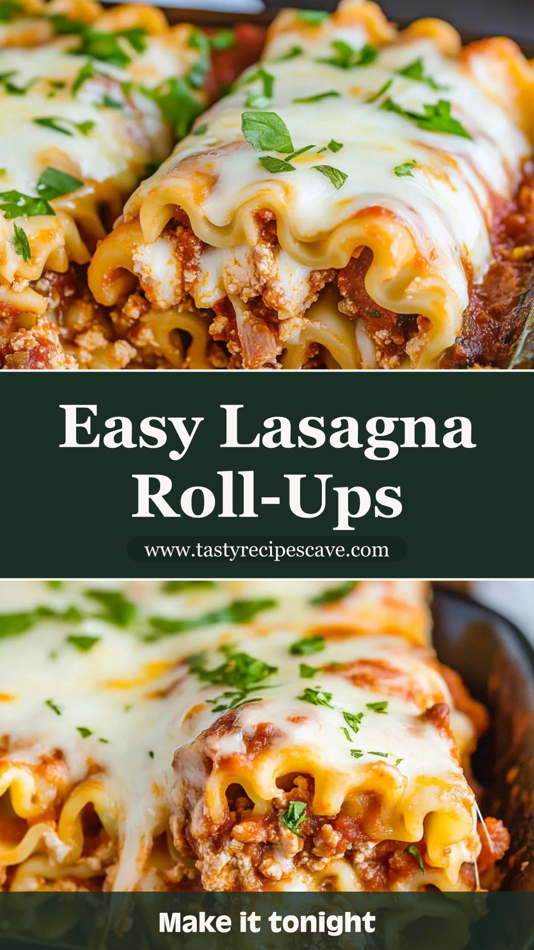 Easy Lasagna Roll-Ups With Cheesy Beef and Marinara — pin 1