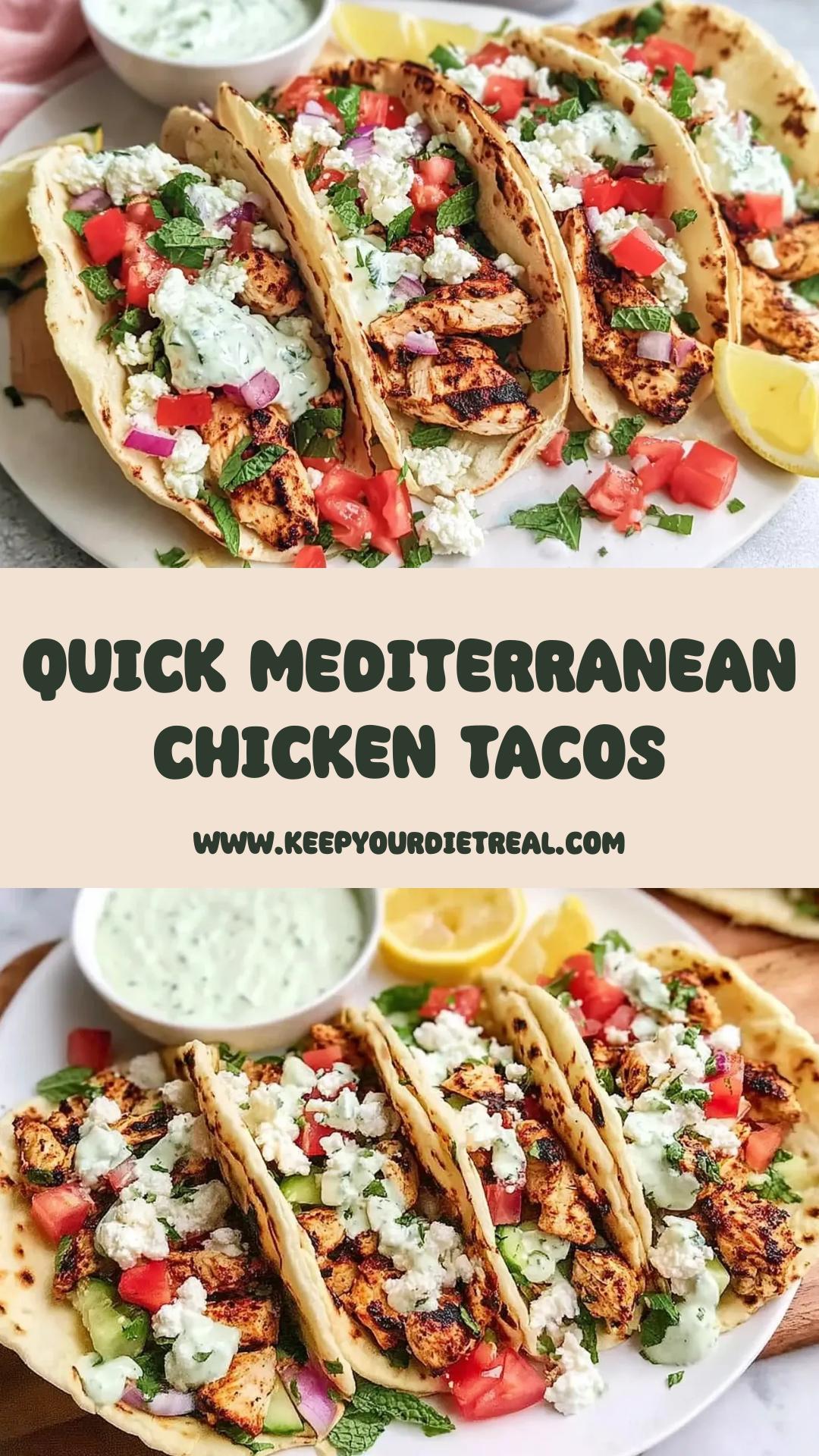 Mediterranean Chicken Tacos: Quick and Flavorful Weeknight Meal — pin 1
