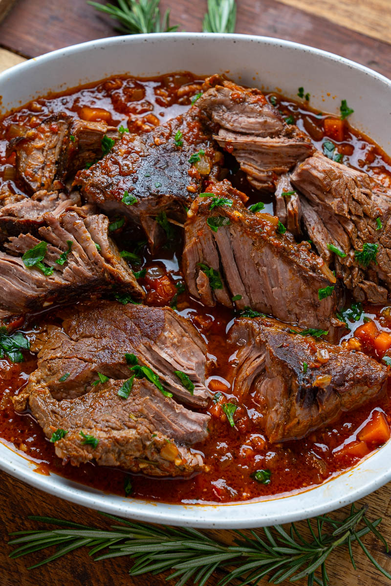 Italian Pot Roast (Stracotto) With Tomato Sauce and Tender Beef