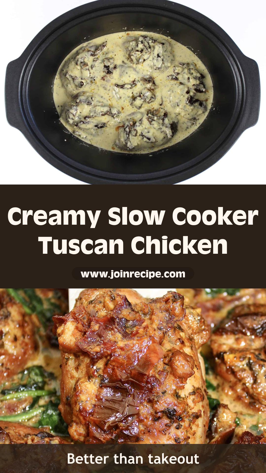 Slow Cooker Tuscan Chicken with Sun-Dried Tomato Spinach Cream Sauce — pin 3