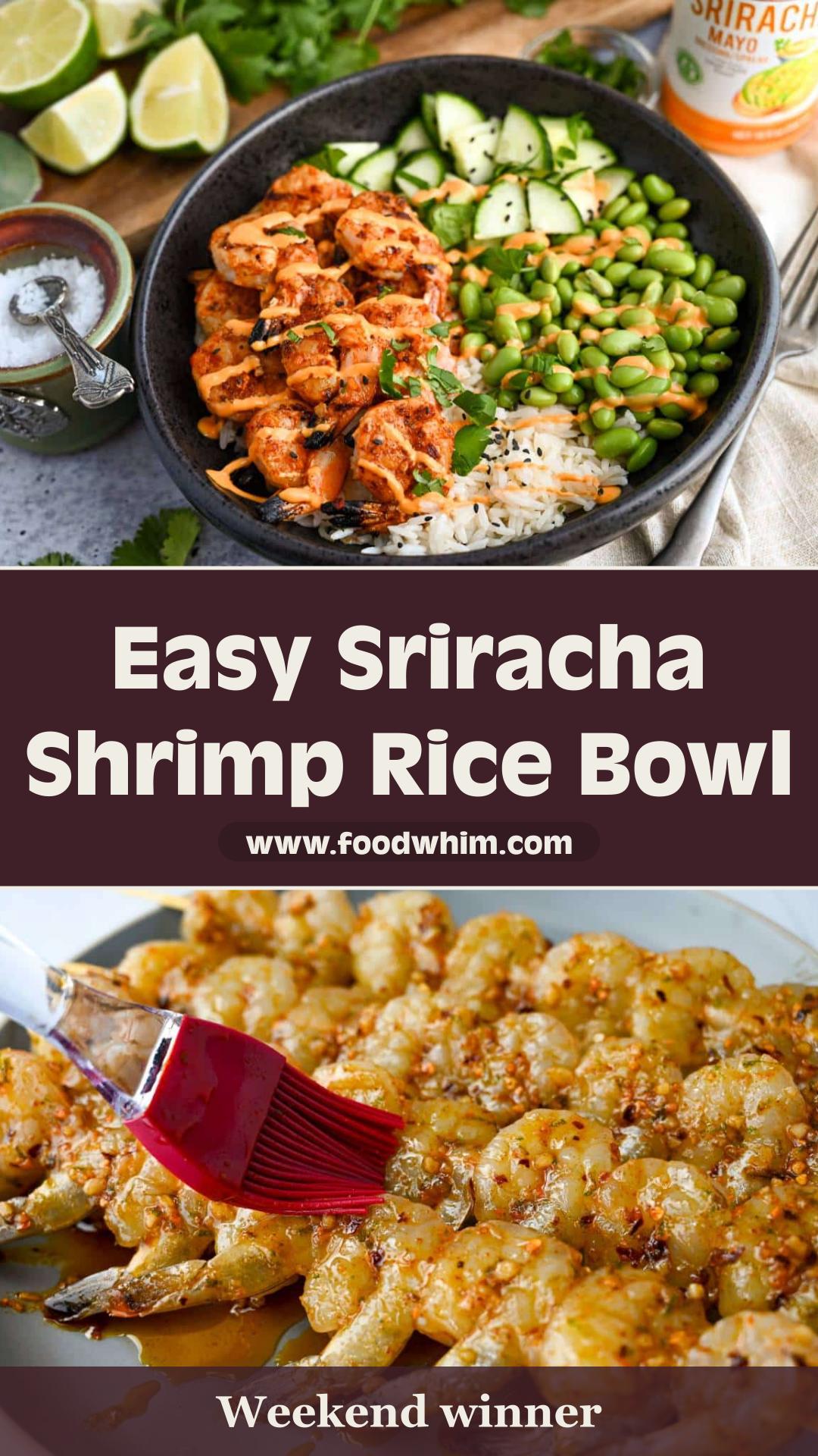 Sriracha Shrimp and Rice Bowl with Grilled Shrimp and Spicy Mayo — pin 1