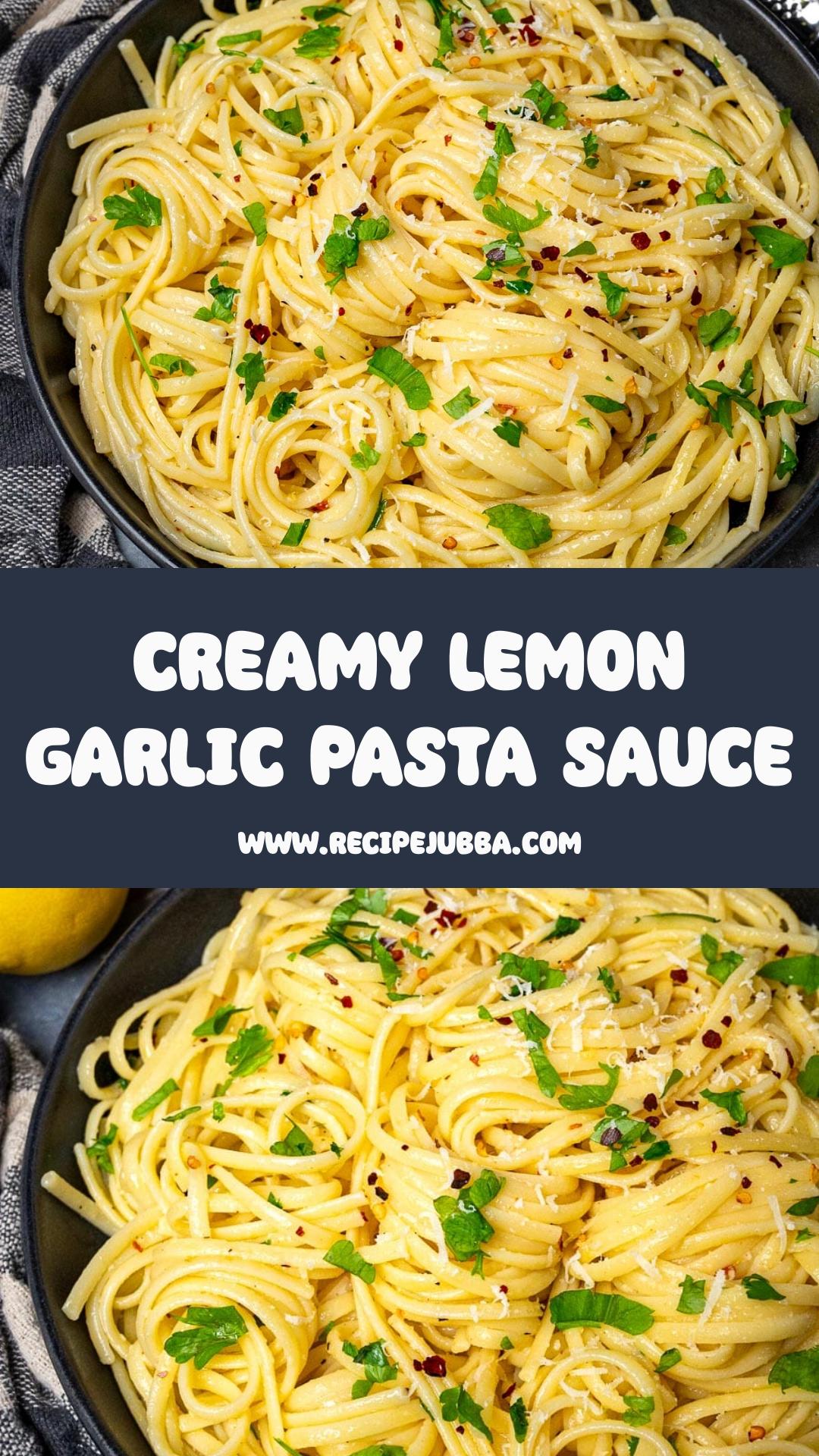 Lemon Butter Garlic Pasta Sauce With Creamy Parmesan and Bright Lemon — pin 1