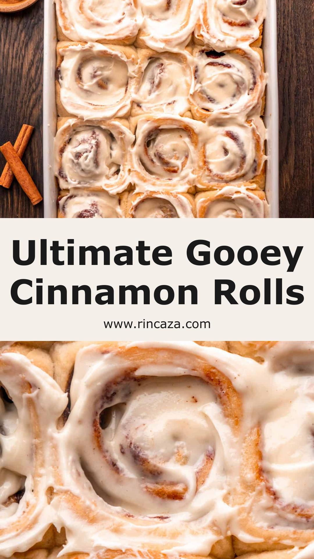 Gooey Cinnamon Rolls with Brown Sugar Caramel and Cream Cheese Frosting — pin 3