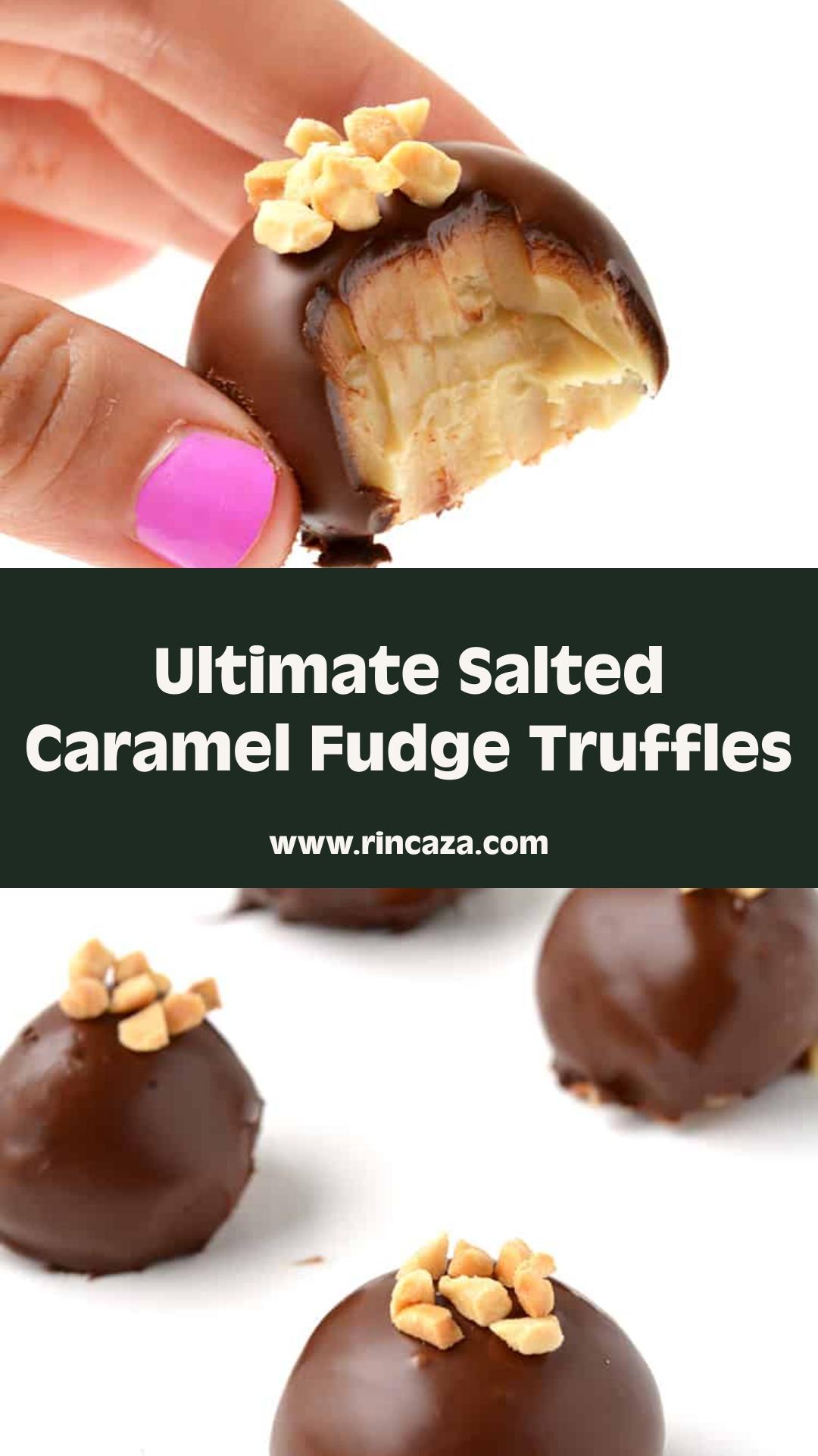 Salted Caramel Fudge Truffles with Dark Chocolate Coating — pin 1