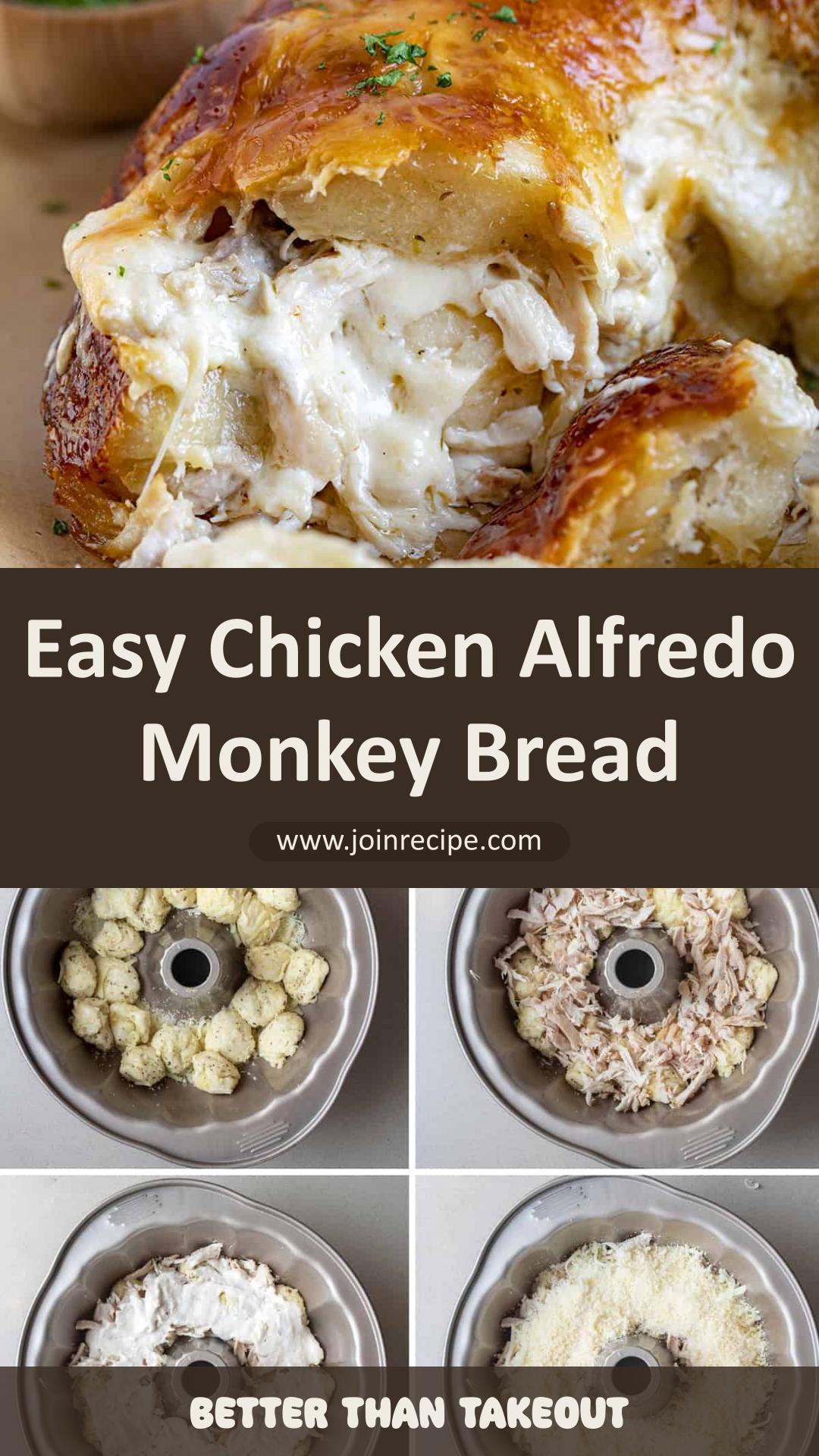 Chicken Alfredo Monkey Bread with Rotisserie Chicken and Melted Cheese — pin 1
