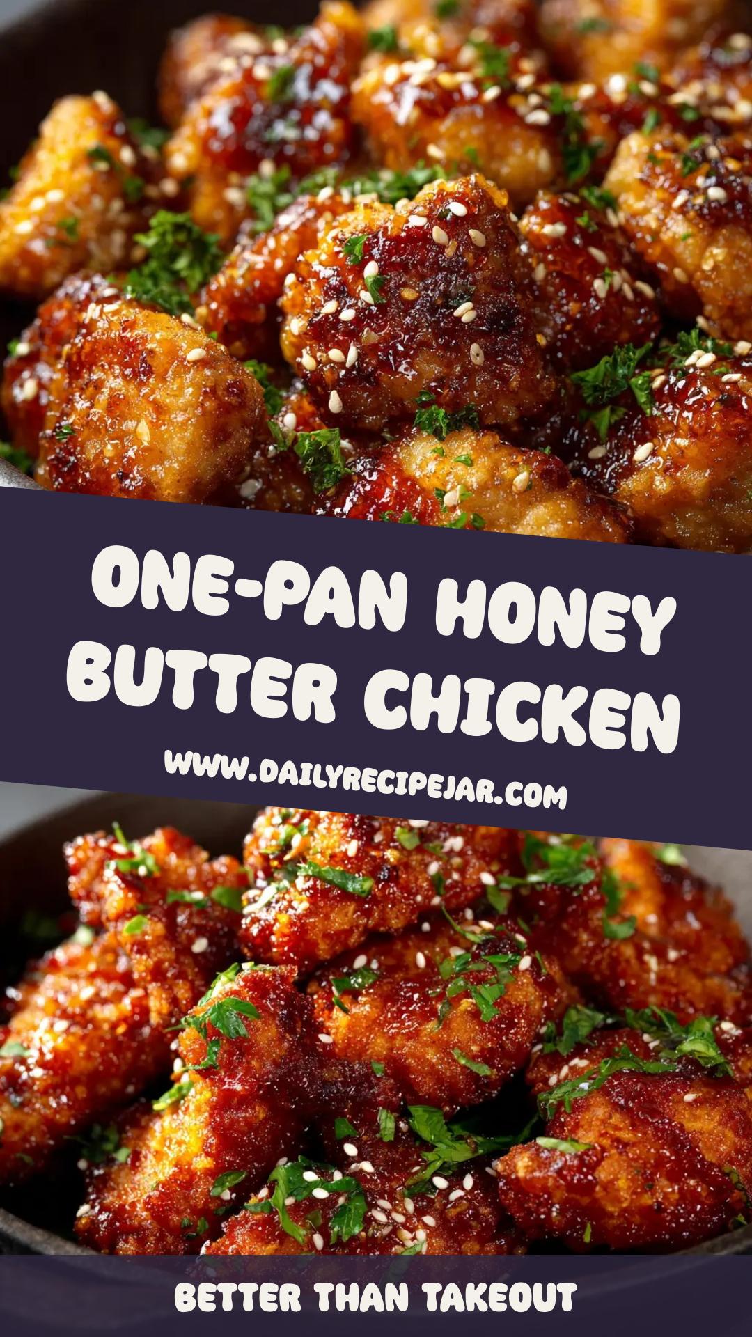 Crispy Honey Butter Chicken Skillet with Sesame and Parsley — pin 1