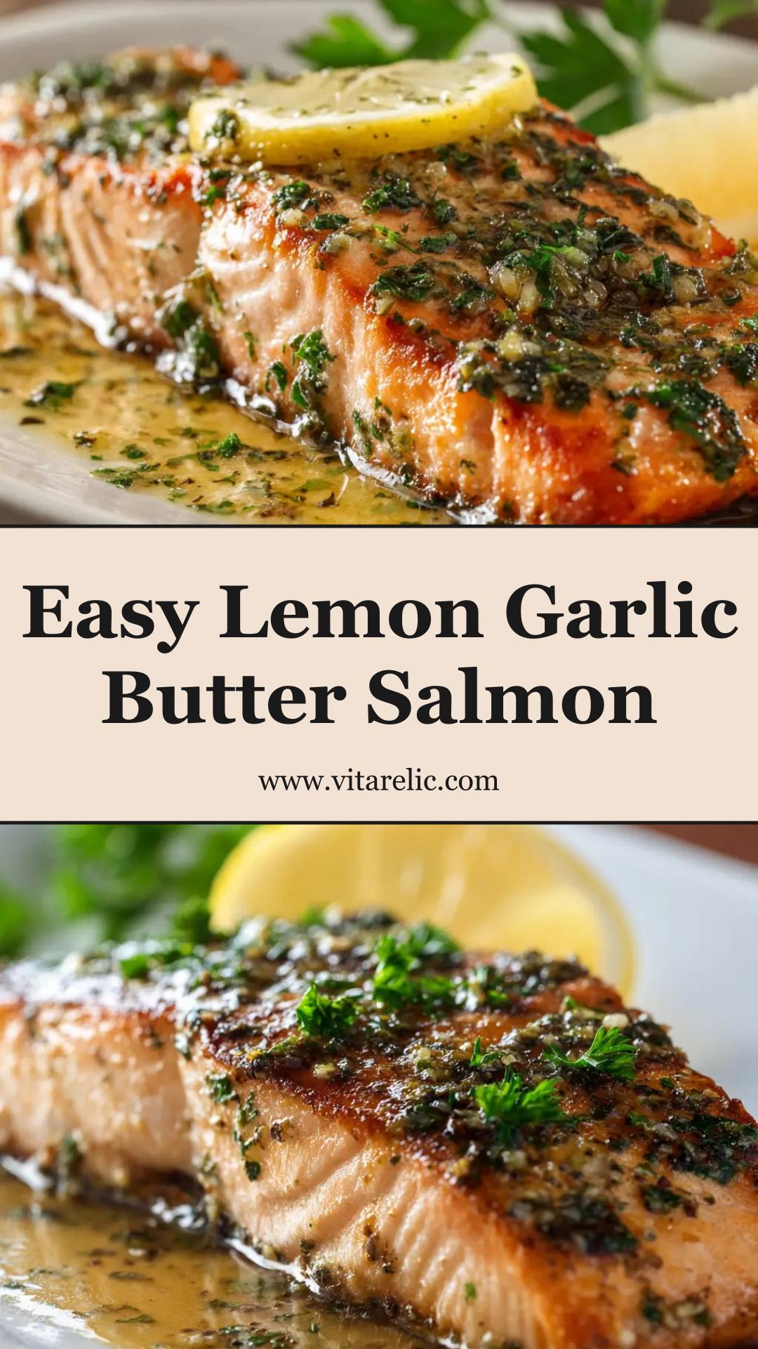 Baked Lemon Garlic Butter Salmon With Fresh Parsley and Flaky Texture — pin 2