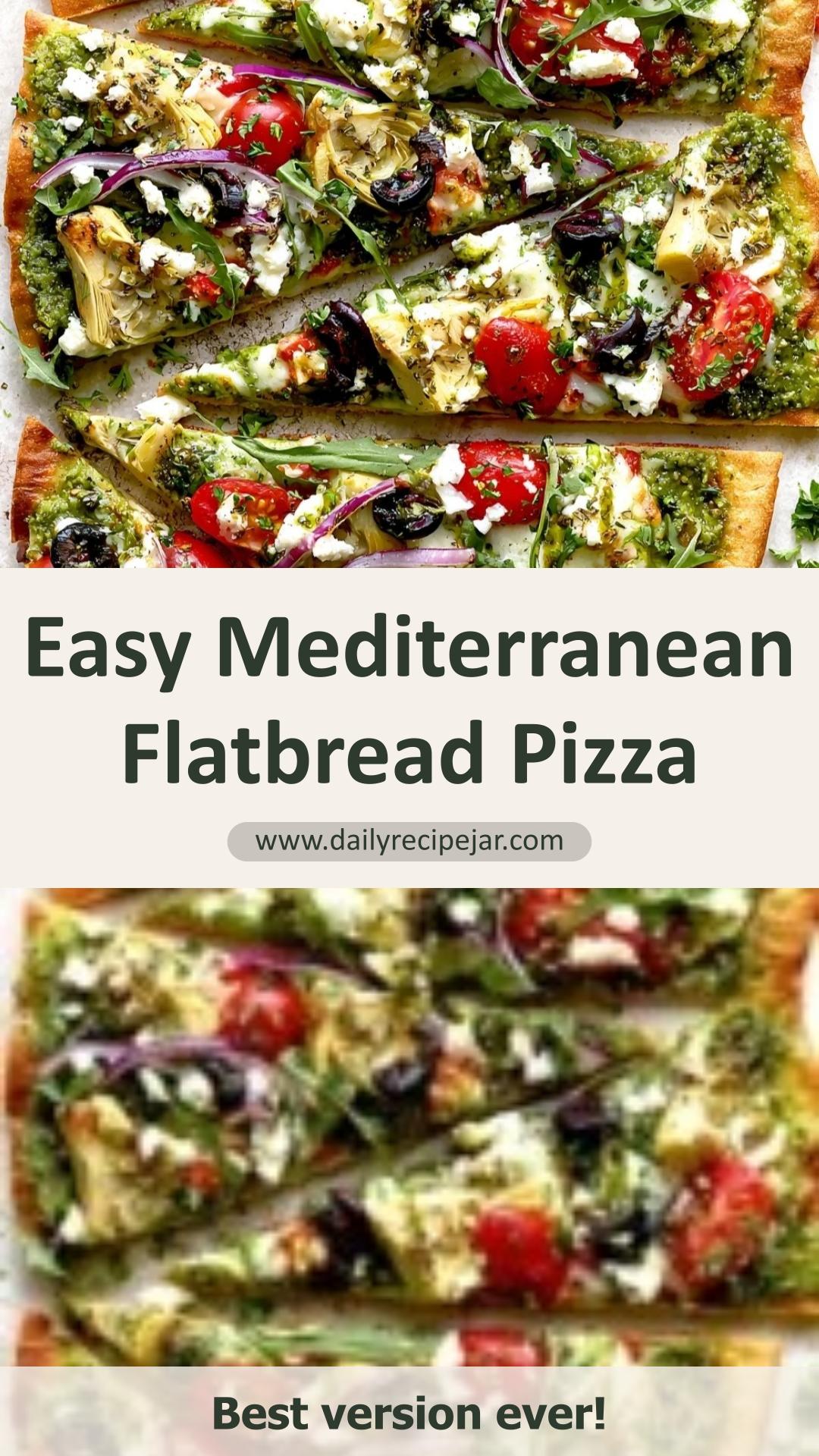 Mediterranean Flatbread Pizza with Hummus, Feta, and Crisp Edges — pin 1