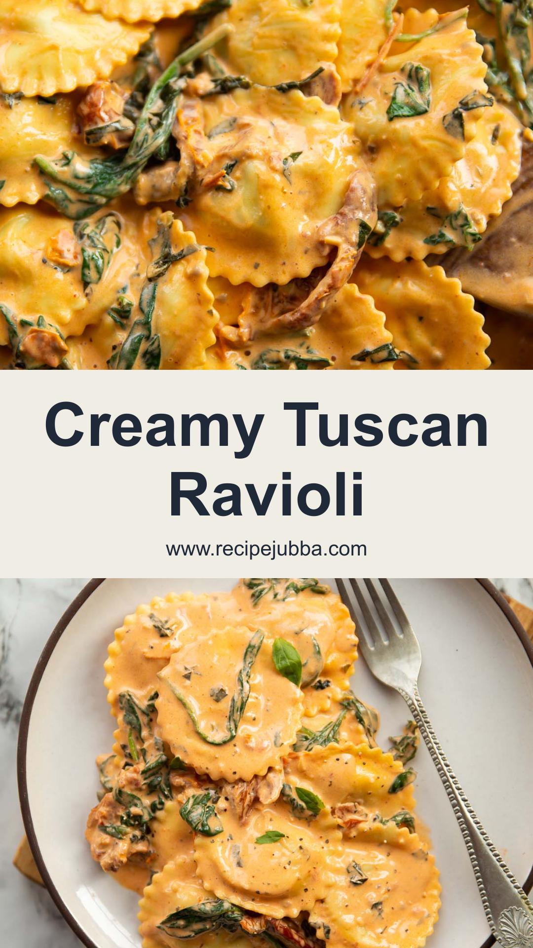 Creamy Tuscan Ravioli with Sun-Dried Tomatoes and Basil — pin 2