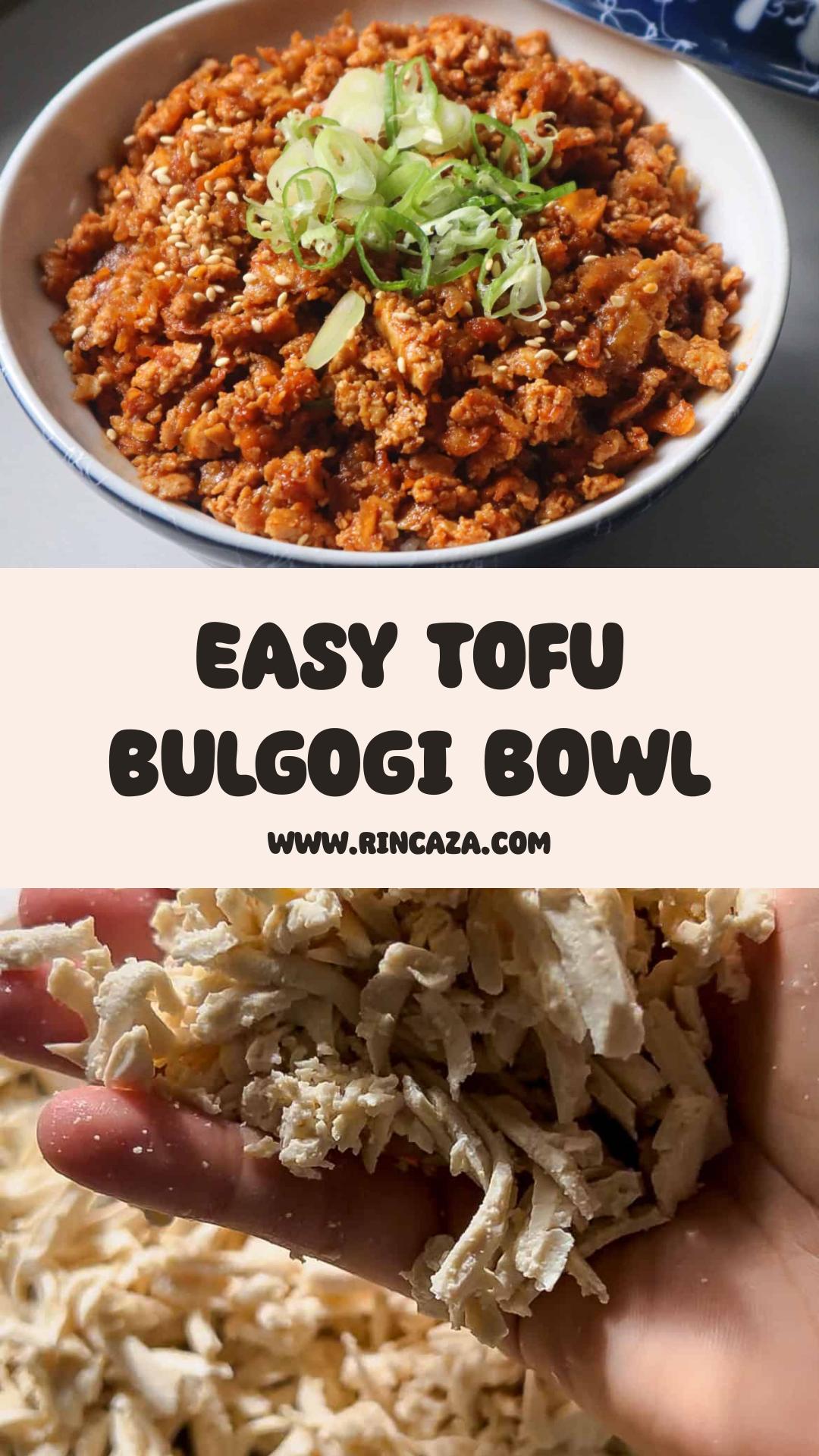 Shredded Tofu Bulgogi Bowl with Spicy-Sweet Gochujang Sauce — pin 1