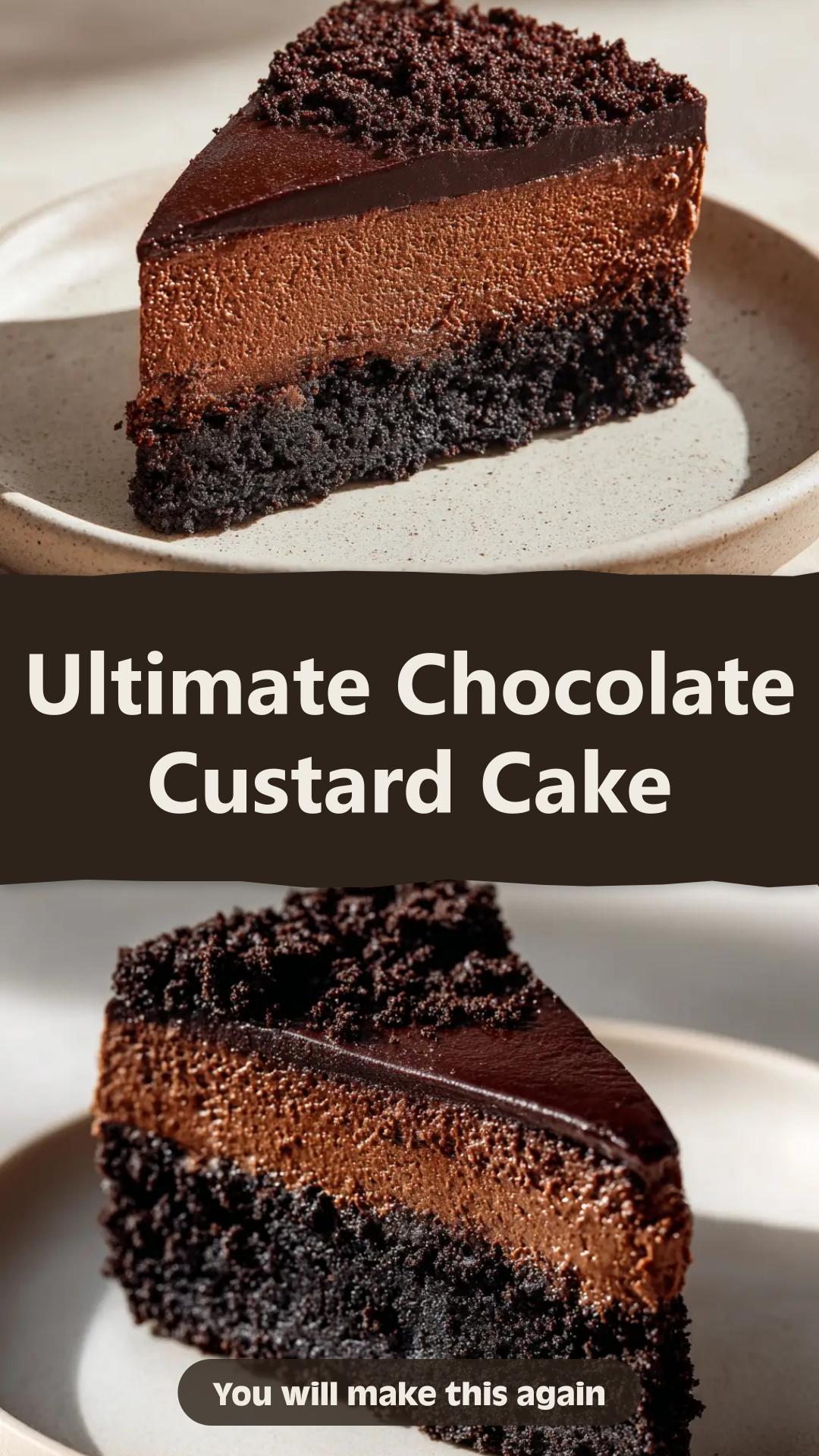 Chocolate Custard Cake with Dark Cookie Crust — pin 2
