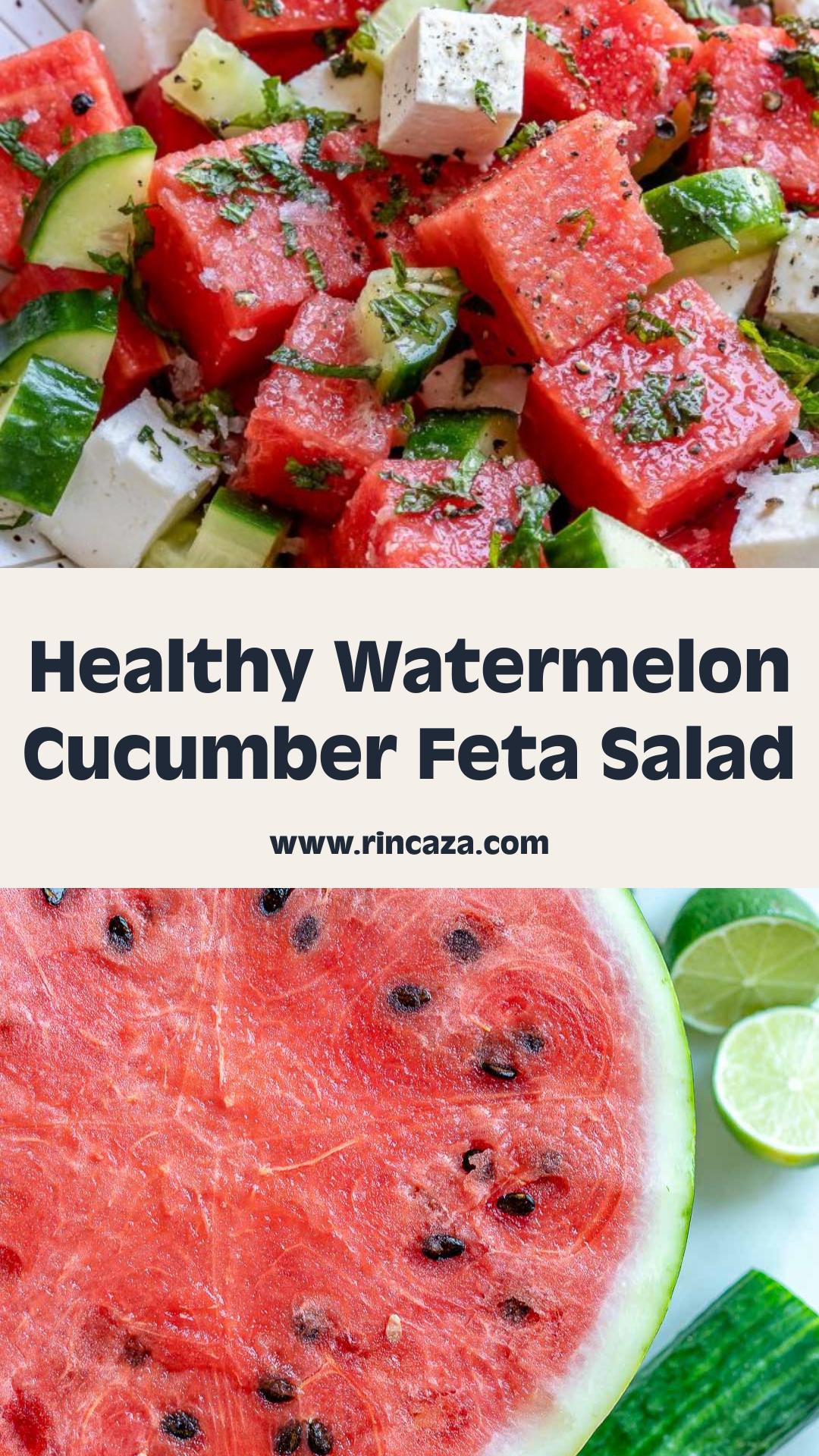 Watermelon Cucumber Feta Salad With Fresh Mint and Lime — pin 1
