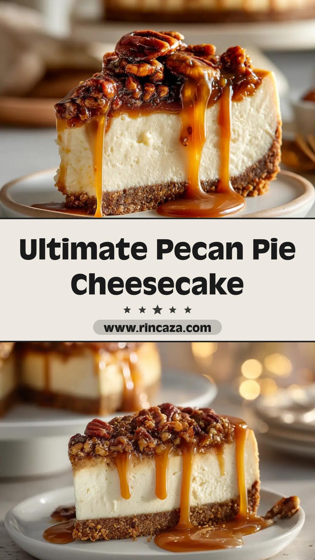 Pecan Pie Cheesecake with Graham Cracker Crust — pin 1