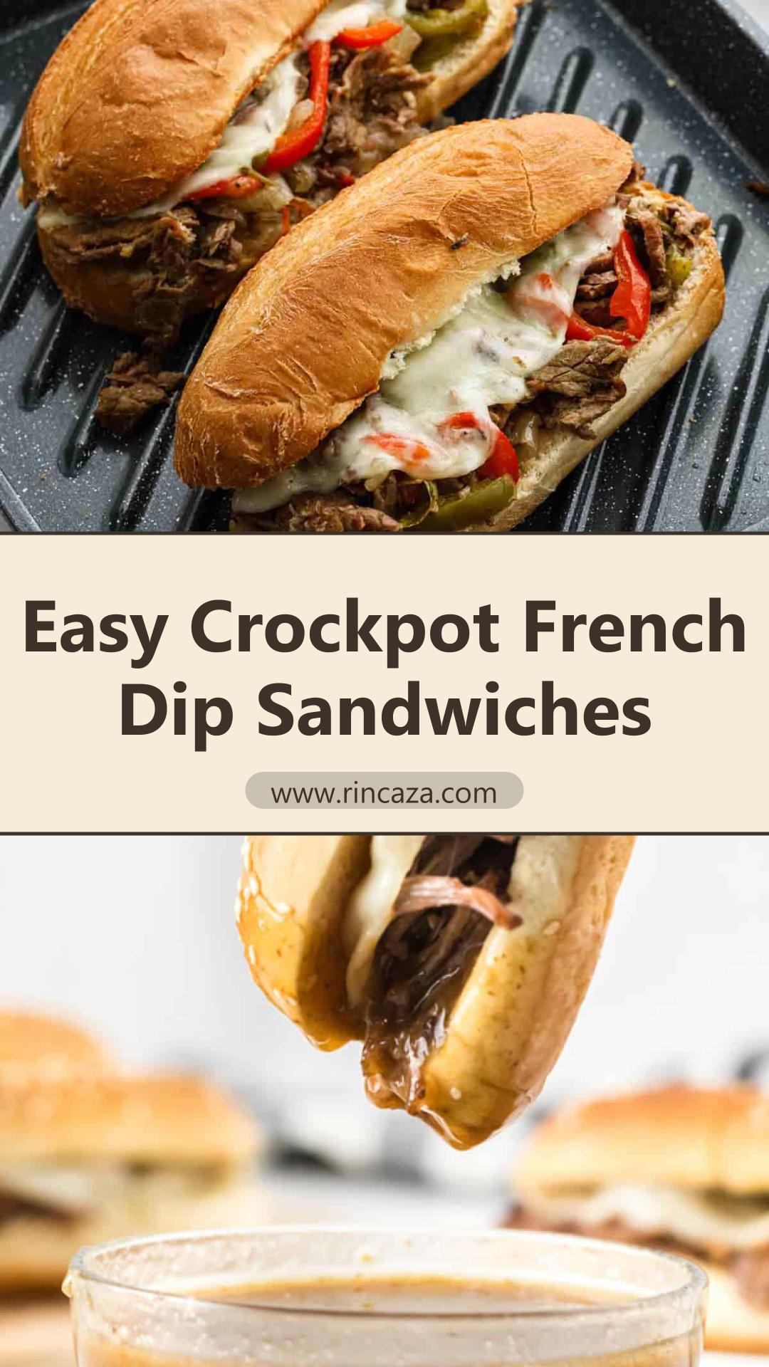 Crockpot French Dip Sandwiches with Tender Beef and Provolone — pin 2