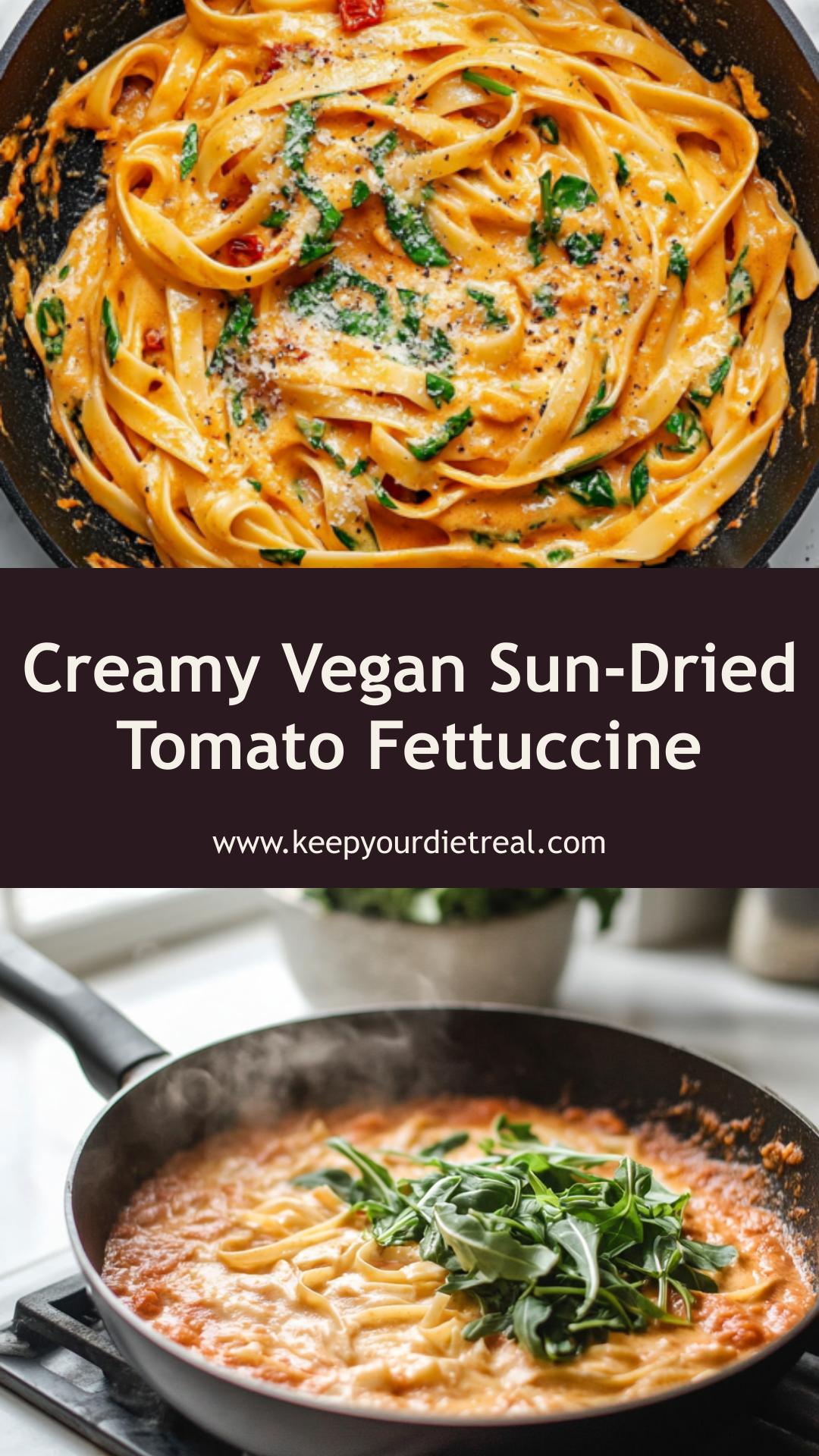 Vegan Sun-Dried Tomato Fettuccine with Creamy Coconut Sauce — pin 1