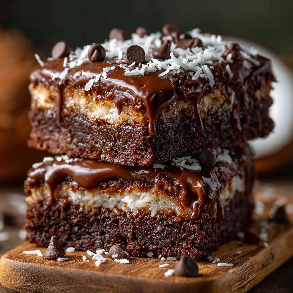 Coconut Brownies with Sweetened Shredded Coconut