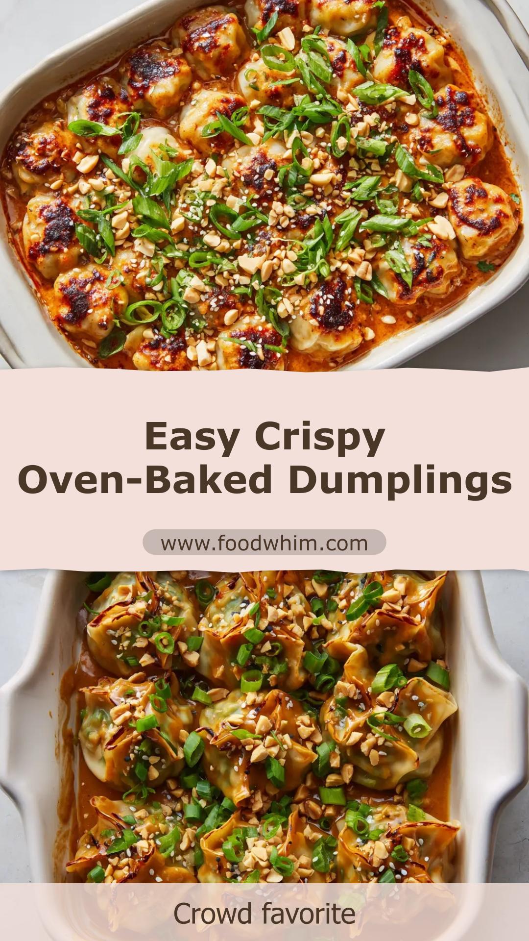 Crispy Oven-Baked Dumplings with Peanut Sauce — pin 1
