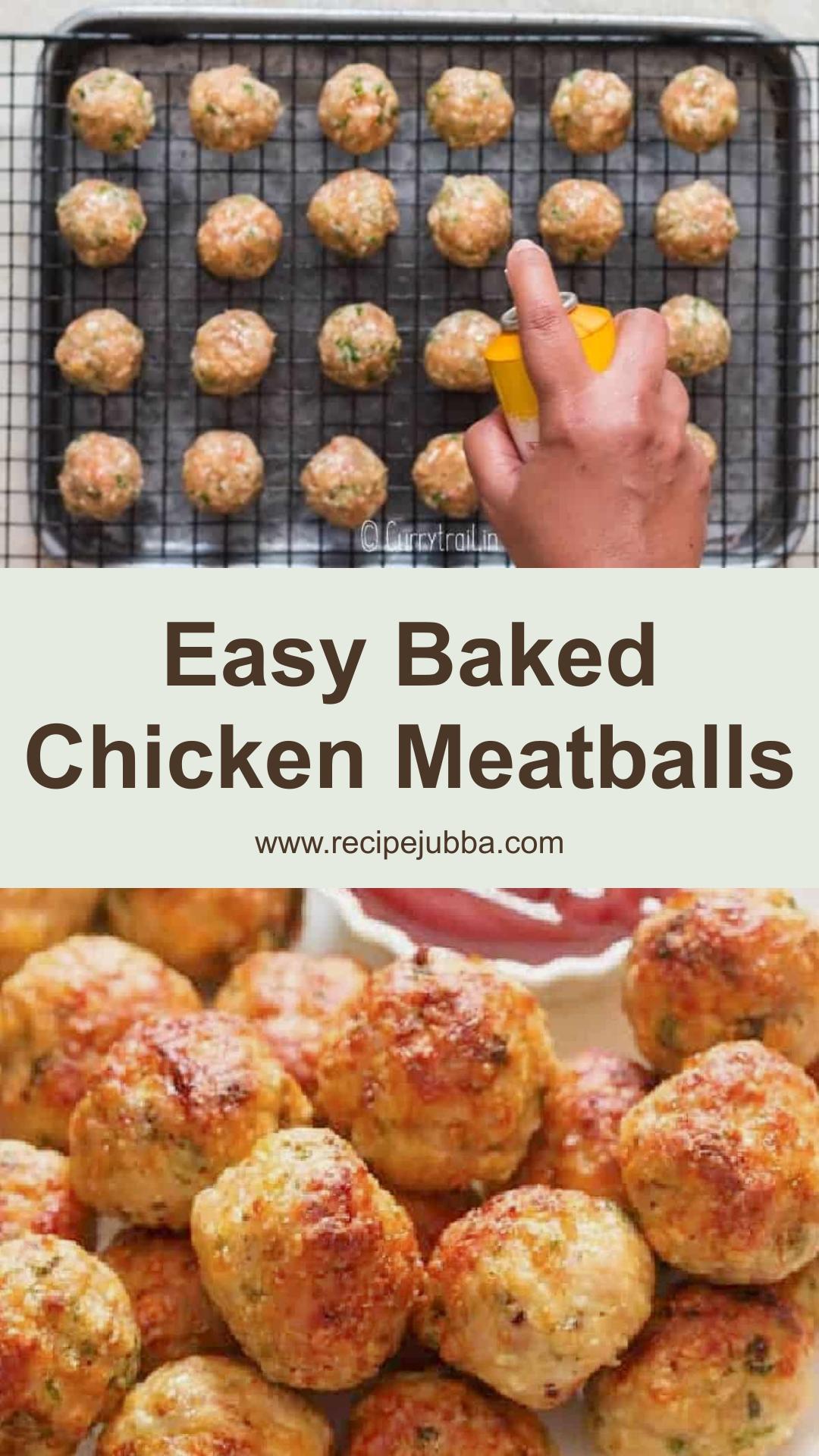 Juicy Baked Chicken Meatballs with Grated Onion and Parmesan — pin 2