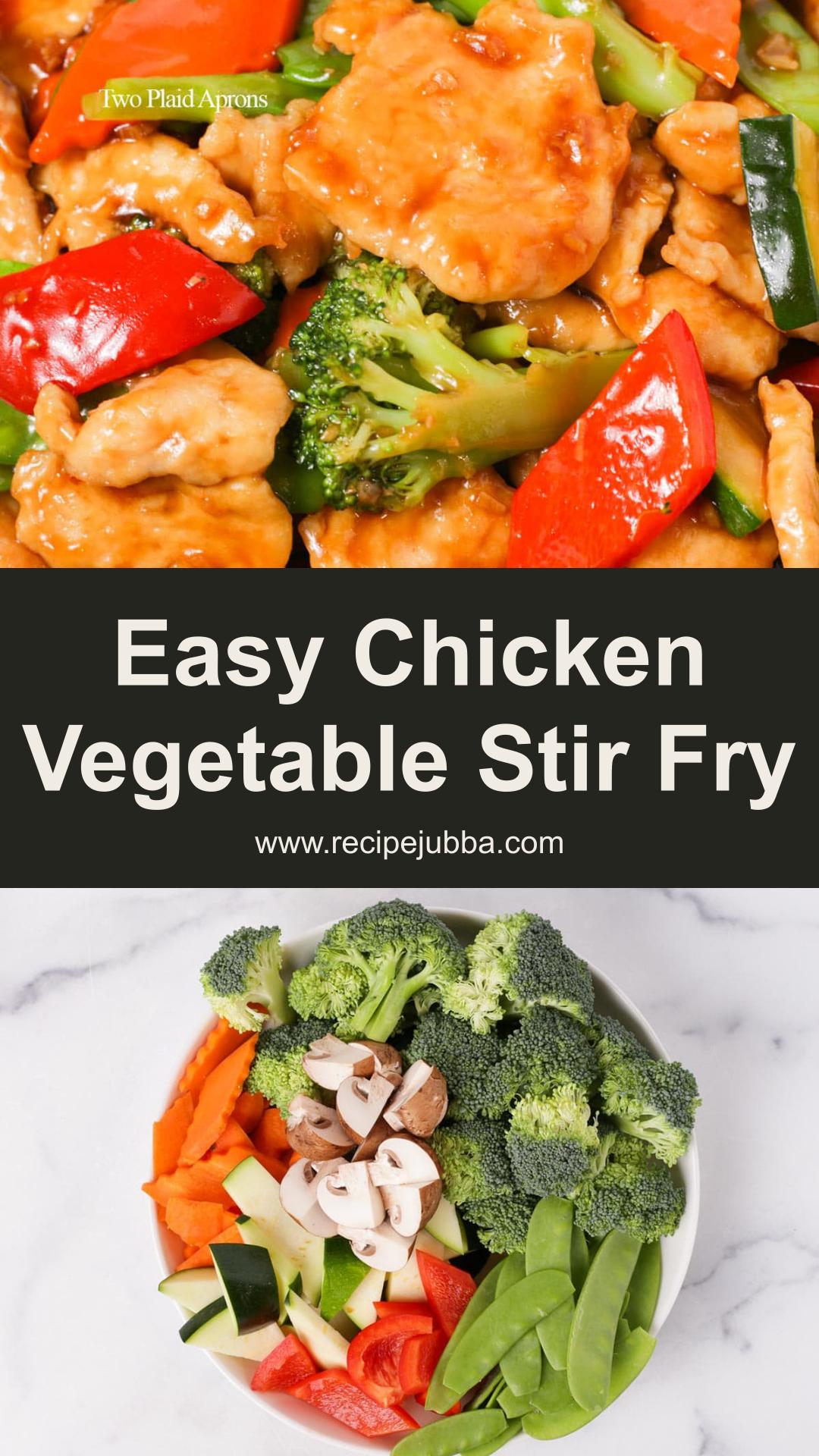 Chicken Mixed Vegetable Stir Fry with Glossy Brown Sauce — pin 1